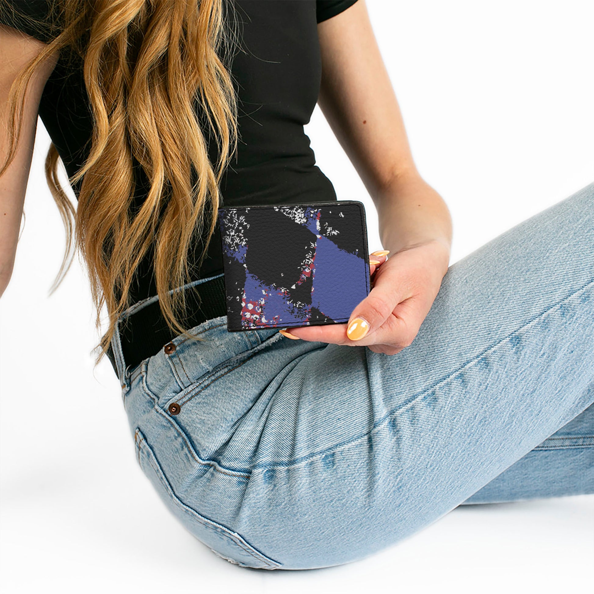 Bi-Fold Wallet - Grunge Checker Flag Blue Red Bi-Fold Wallets Buckle-Down