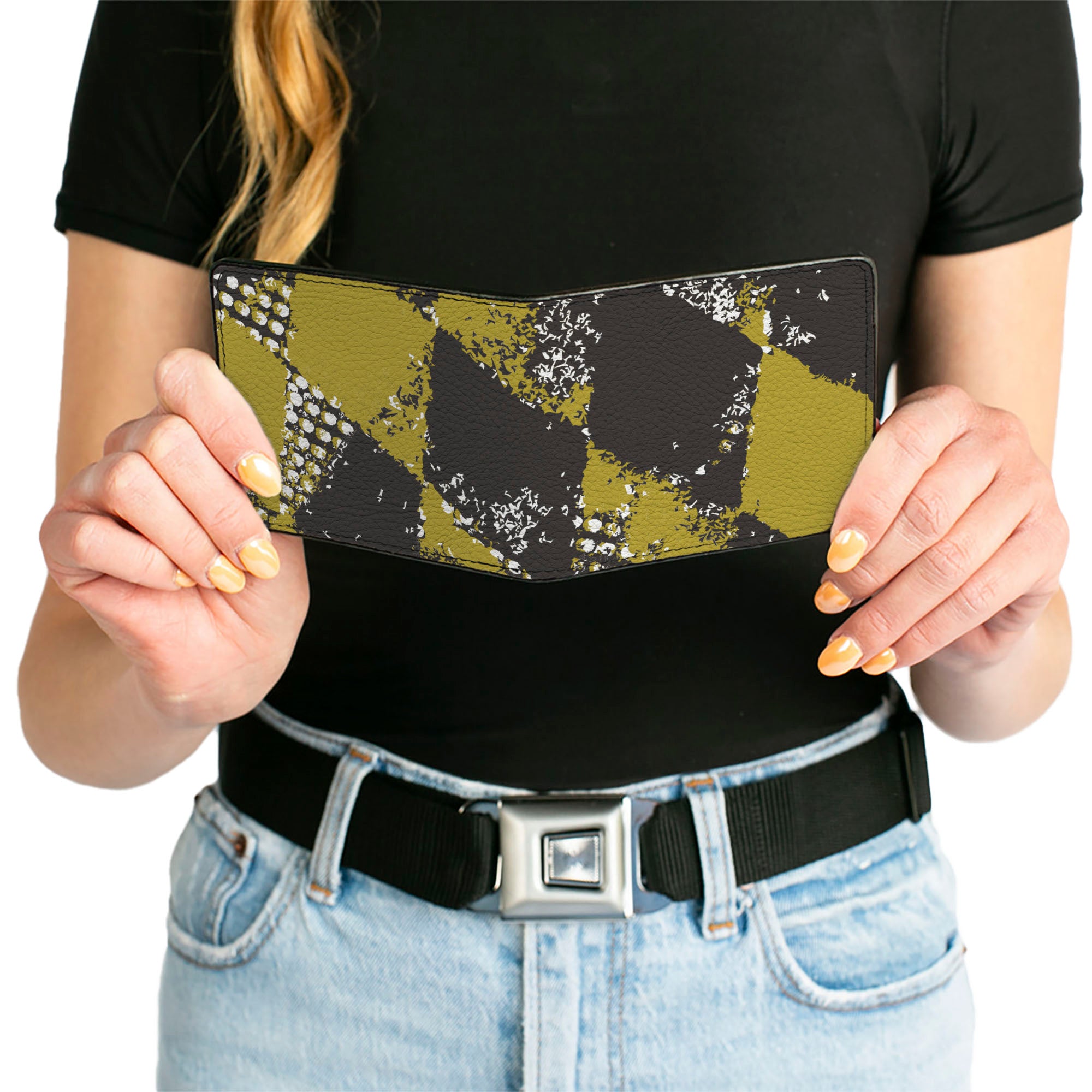 Bi-Fold Wallet - Grunge Checker Flag Green Bi-Fold Wallets Buckle-Down