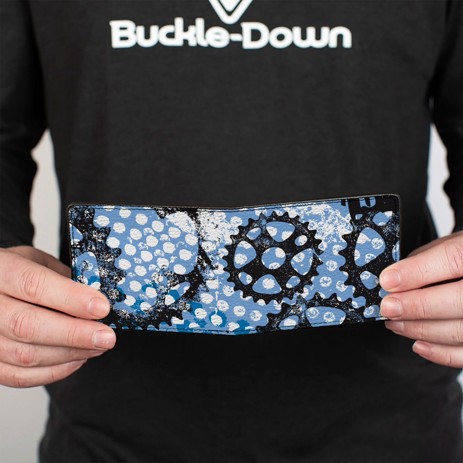 Bi-Fold Wallet - Grunge Gears Blue Bi-Fold Wallets Buckle-Down