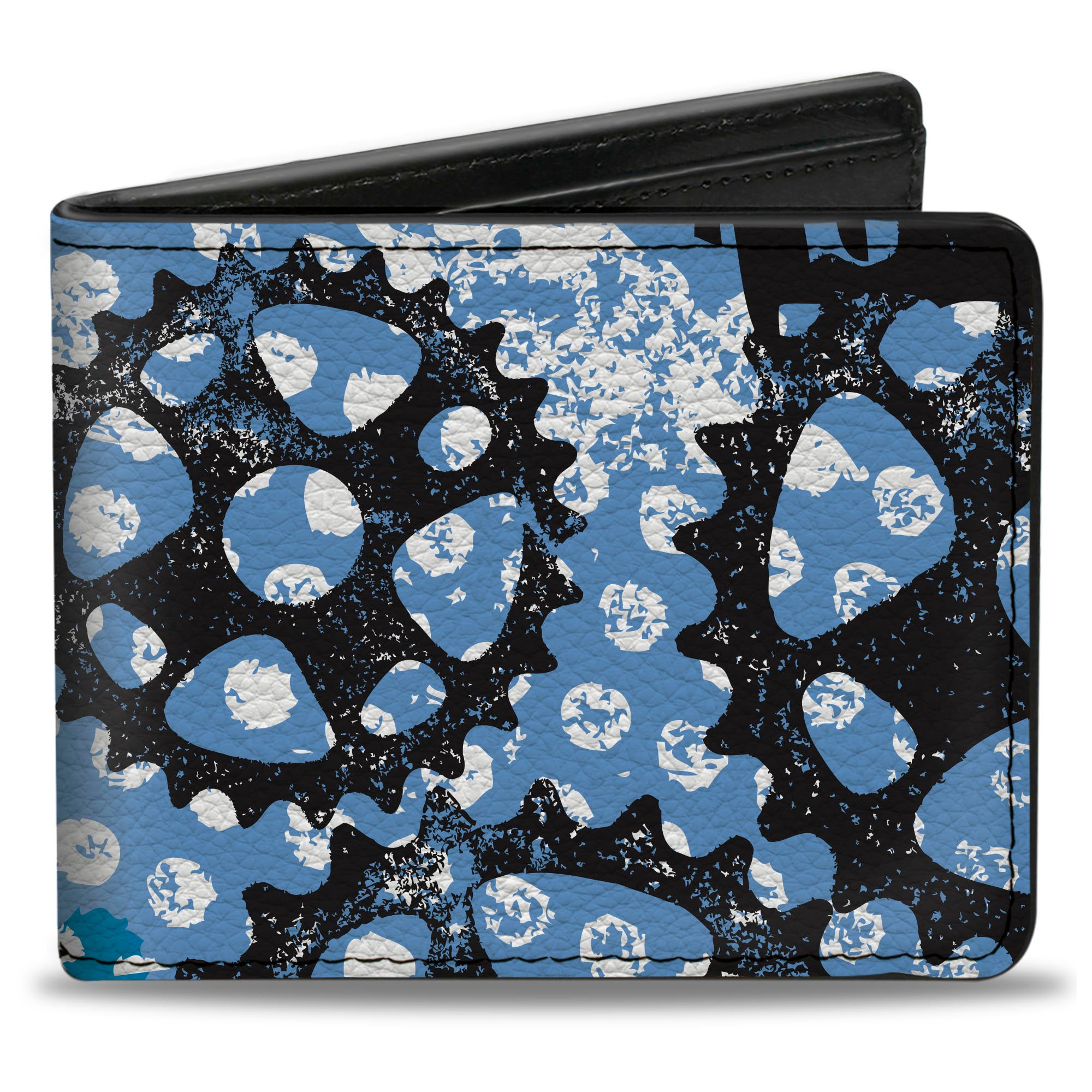 Bi-Fold Wallet - Grunge Gears Blue Bi-Fold Wallets Buckle-Down