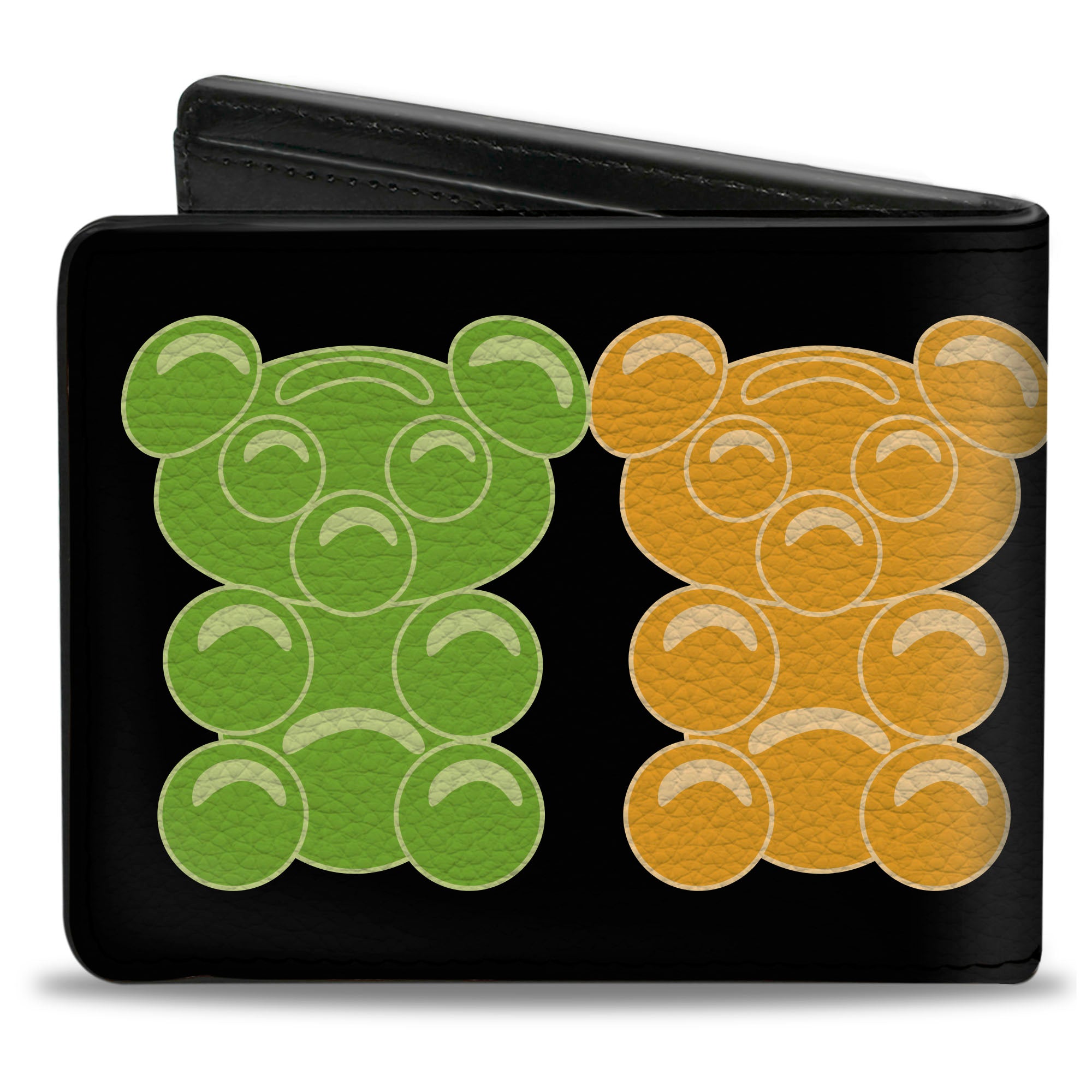Bi-Fold Wallet - Gummy Bears Cartoon Black Red Yellow Green Bi-Fold Wallets Buckle-Down