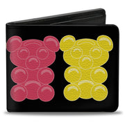 Bi-Fold Wallet - Gummy Bears Cartoon Black Red Yellow Green Bi-Fold Wallets Buckle-Down