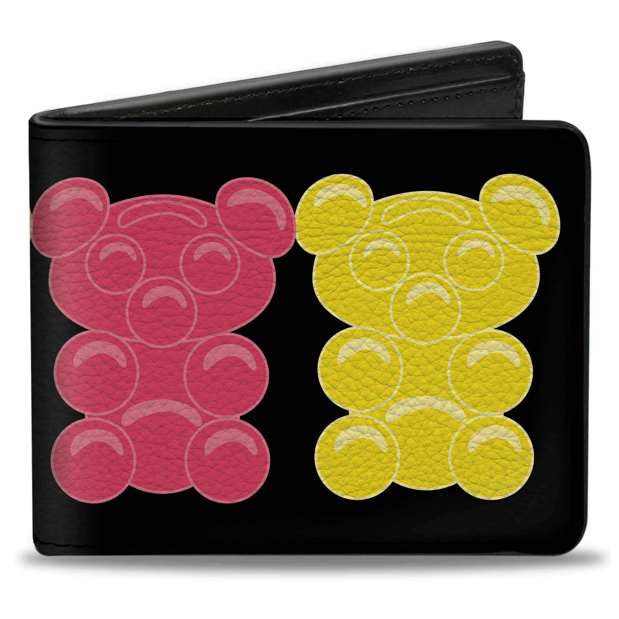 Bi-Fold Wallet - Gummy Bears Cartoon Black Red Yellow Green Bi-Fold Wallets Buckle-Down