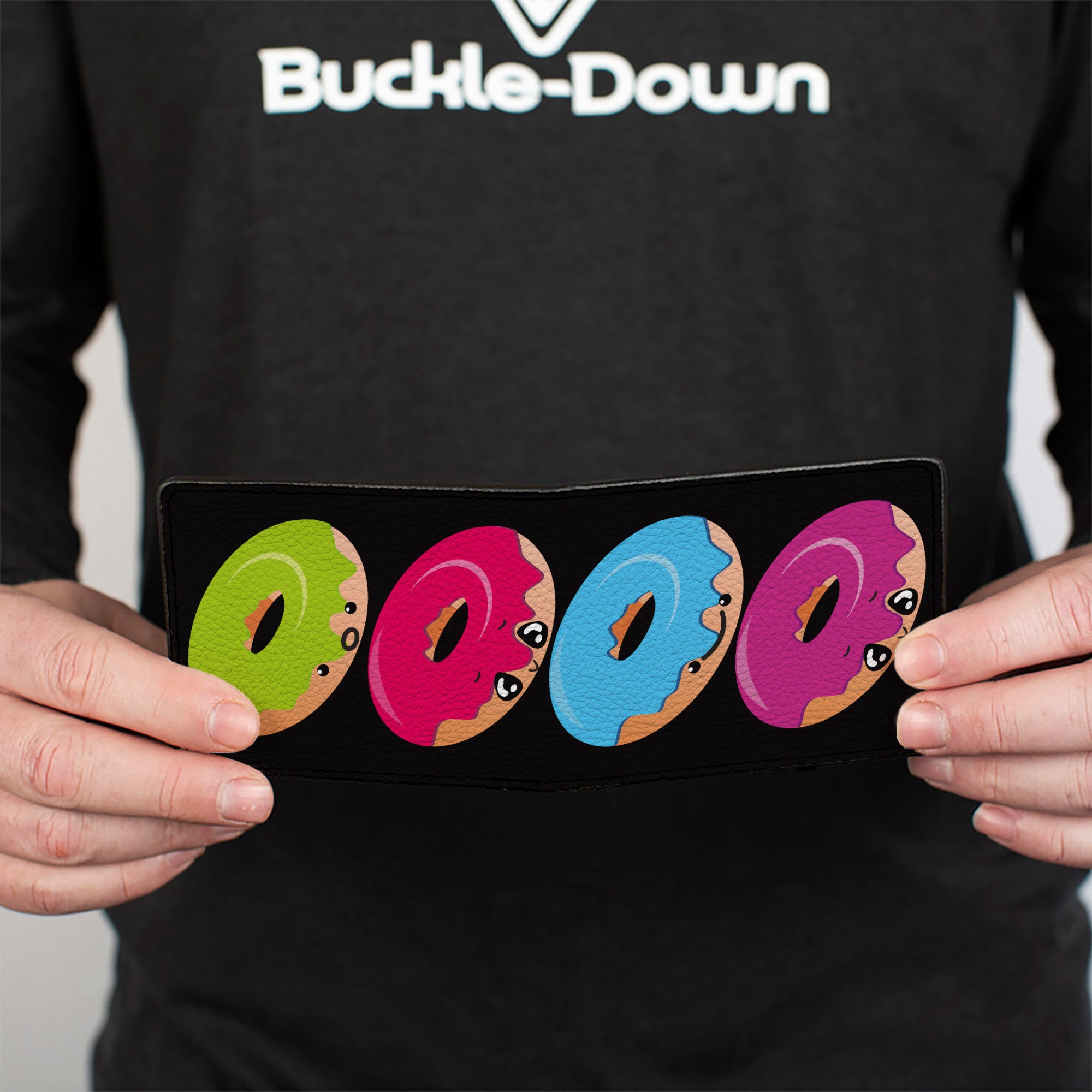 Bi-Fold Wallet - Glaze Donut Expressions Black Bi-Fold Wallets Buckle-Down