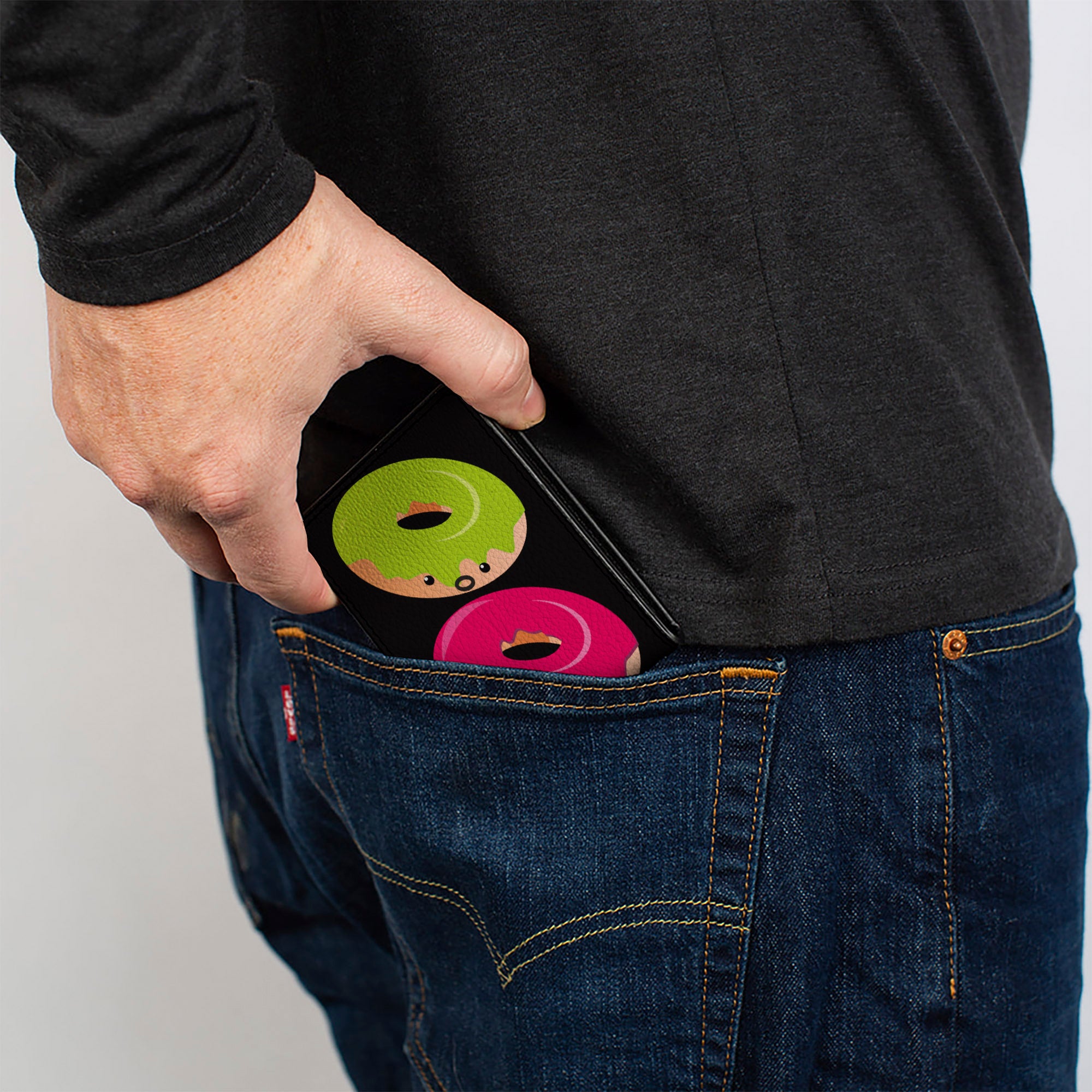 Bi-Fold Wallet - Glaze Donut Expressions Black Bi-Fold Wallets Buckle-Down