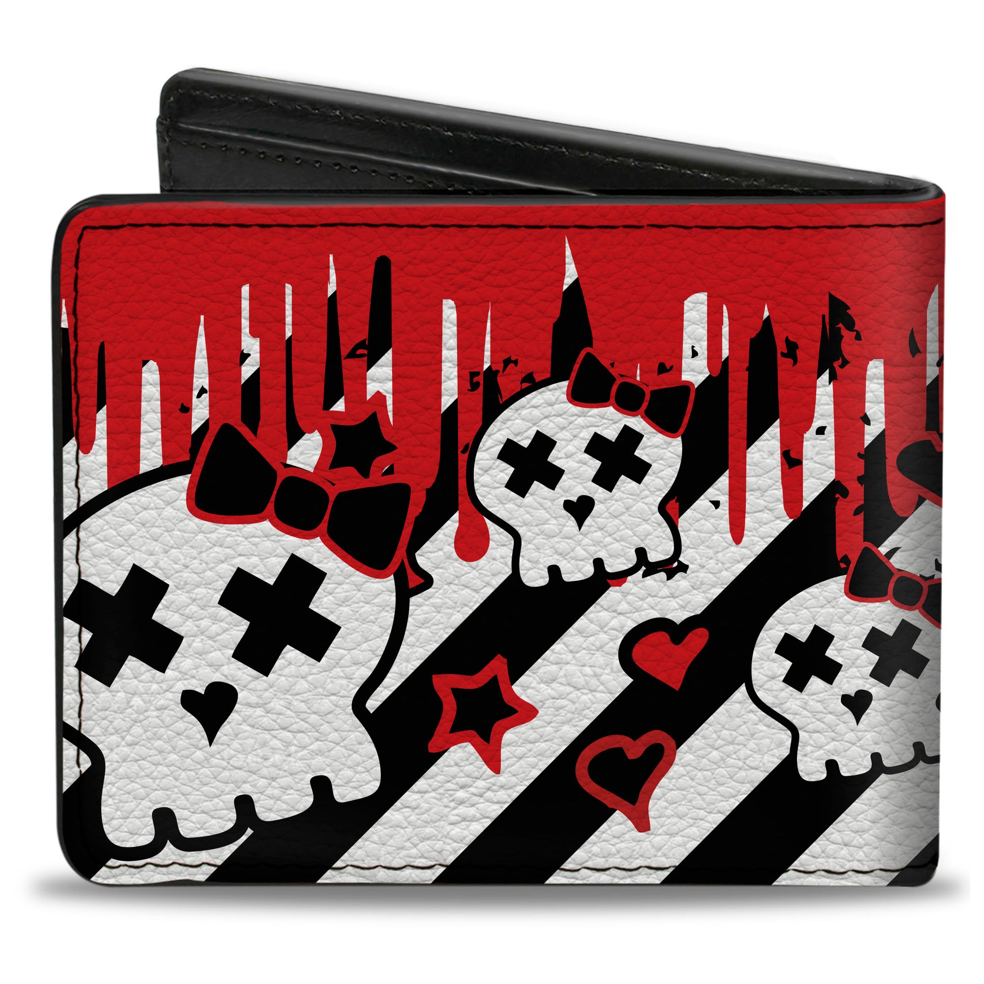 Bi-Fold Wallet - Girlie Skull Black White w Red Paint Drips Bi-Fold Wallets Buckle-Down