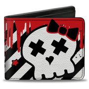 Bi-Fold Wallet - Girlie Skull Black White w Red Paint Drips Bi-Fold Wallets Buckle-Down