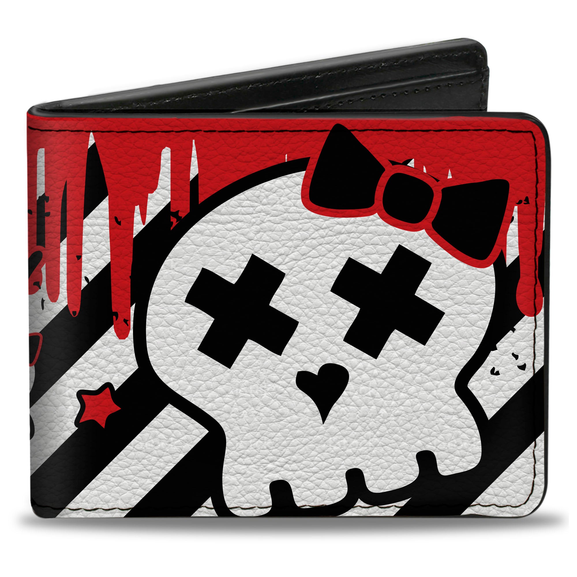 Bi-Fold Wallet - Girlie Skull Black White w Red Paint Drips Bi-Fold Wallets Buckle-Down