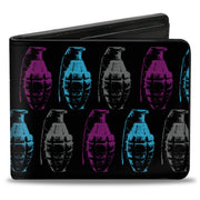 Bi-Fold Wallet - Grenades Black Gray Purple Baby Blue Bi-Fold Wallets Buckle-Down