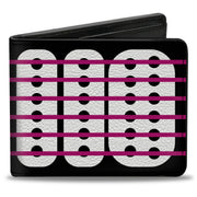 Bi-Fold Wallet - Guitar Neck Black White Pink Bi-Fold Wallets Buckle-Down