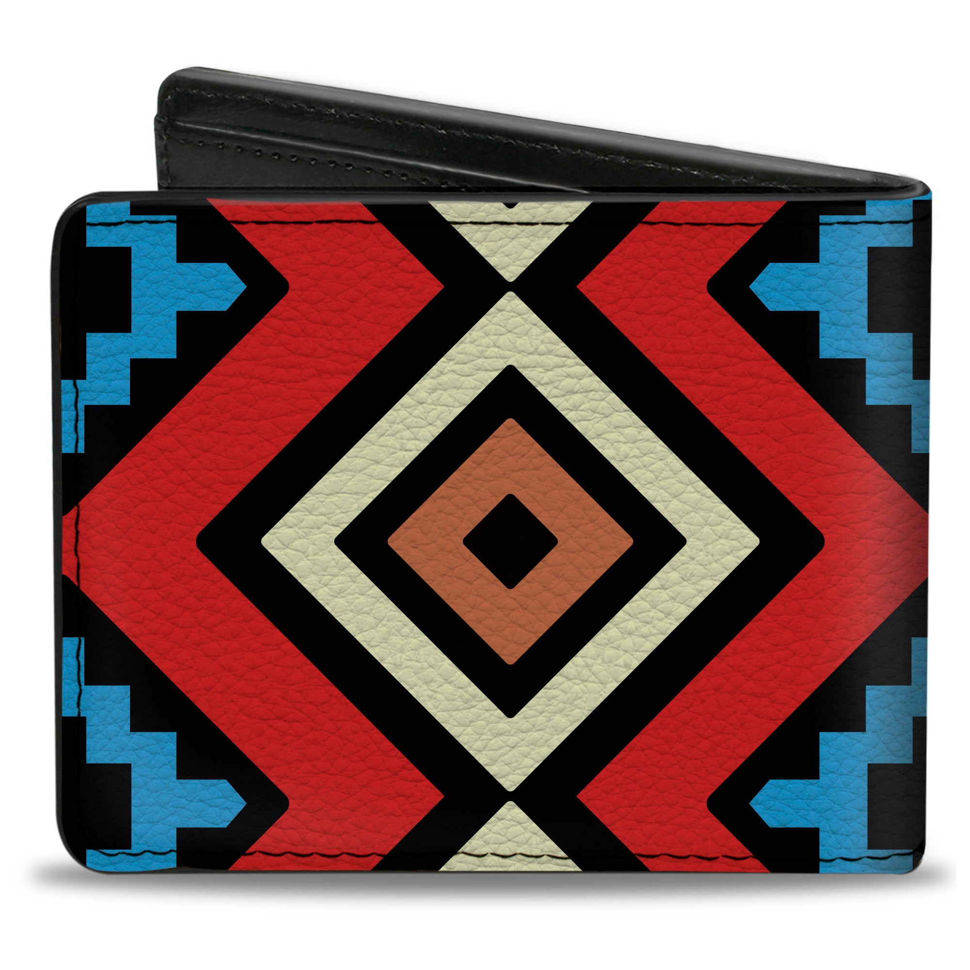 Bi-Fold Wallet - Geometric1 Black Red Tan Brown Baby Blue Bi-Fold Wallets Buckle-Down