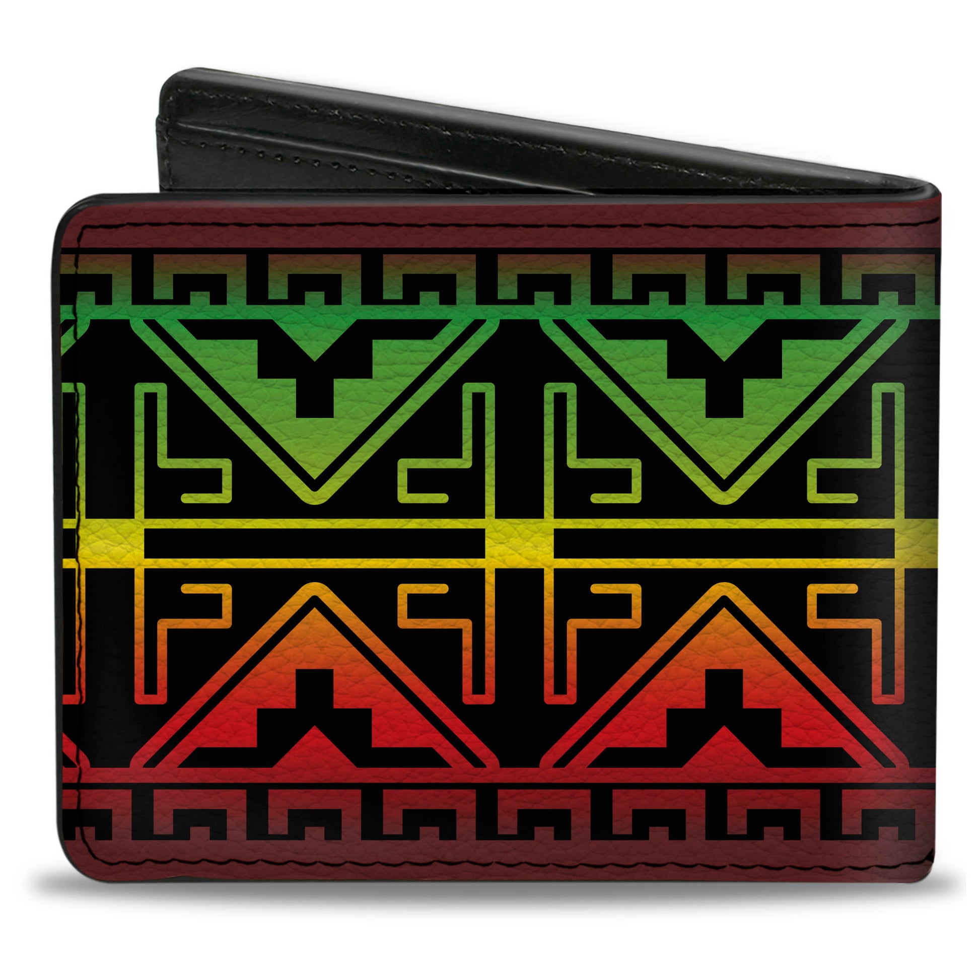 Bi-Fold Wallet - Geomteric2 Black Red Yellow Green Bi-Fold Wallets Buckle-Down