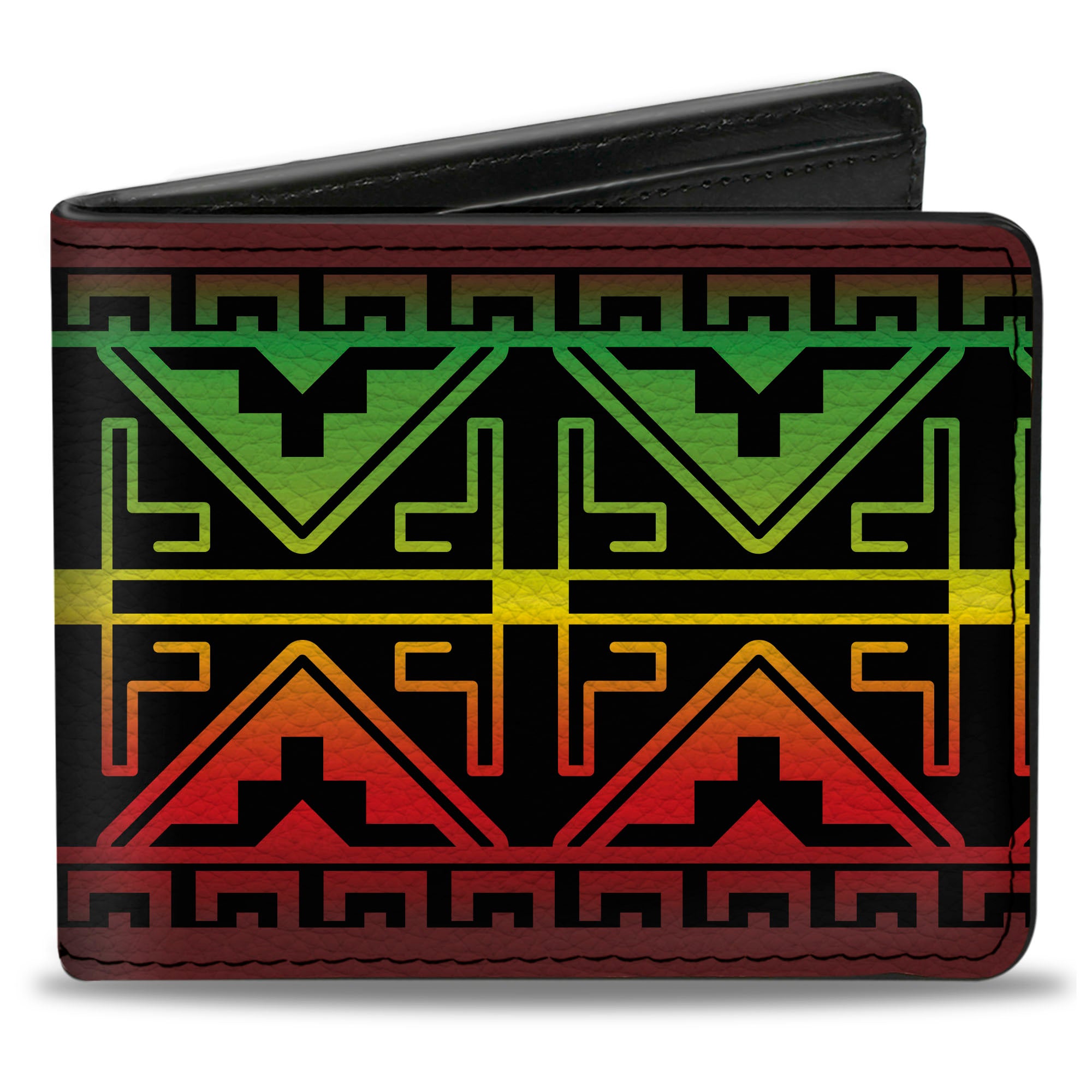 Bi-Fold Wallet - Geomteric2 Black Red Yellow Green Bi-Fold Wallets Buckle-Down