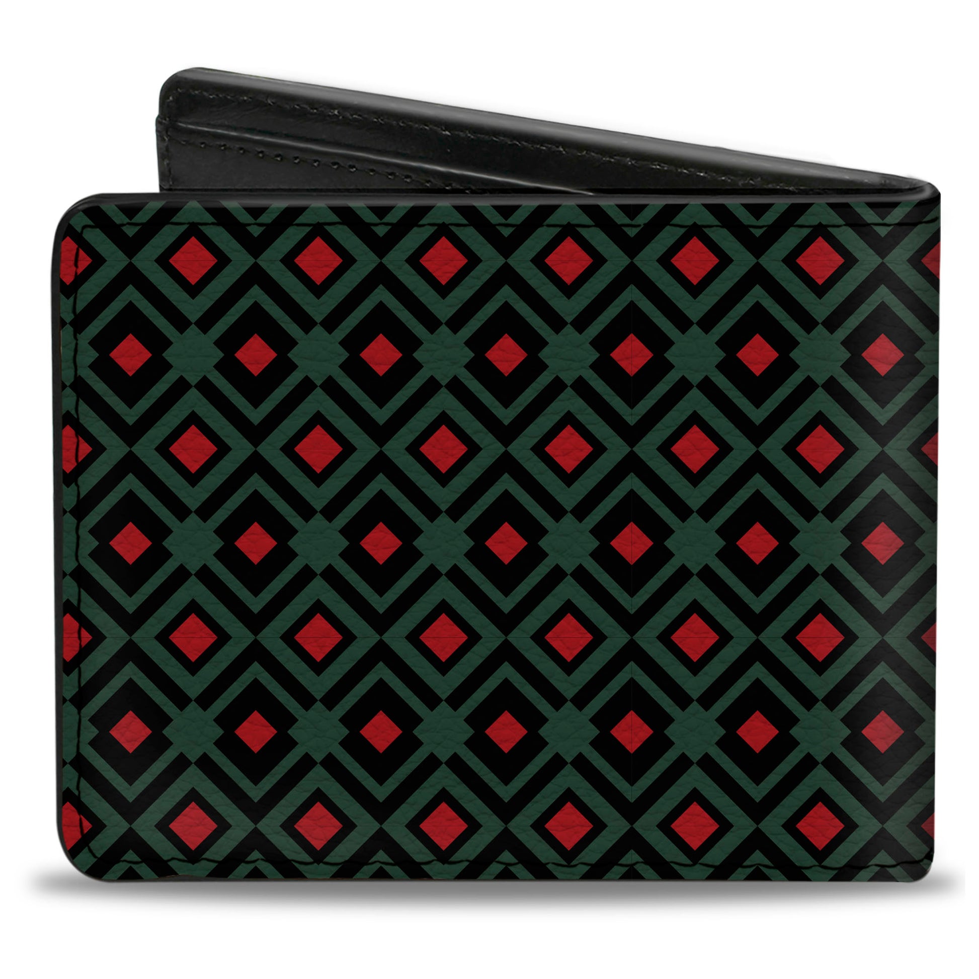 Bi-Fold Wallet - Geometric3 Black Forest Green Red Bi-Fold Wallets Buckle-Down