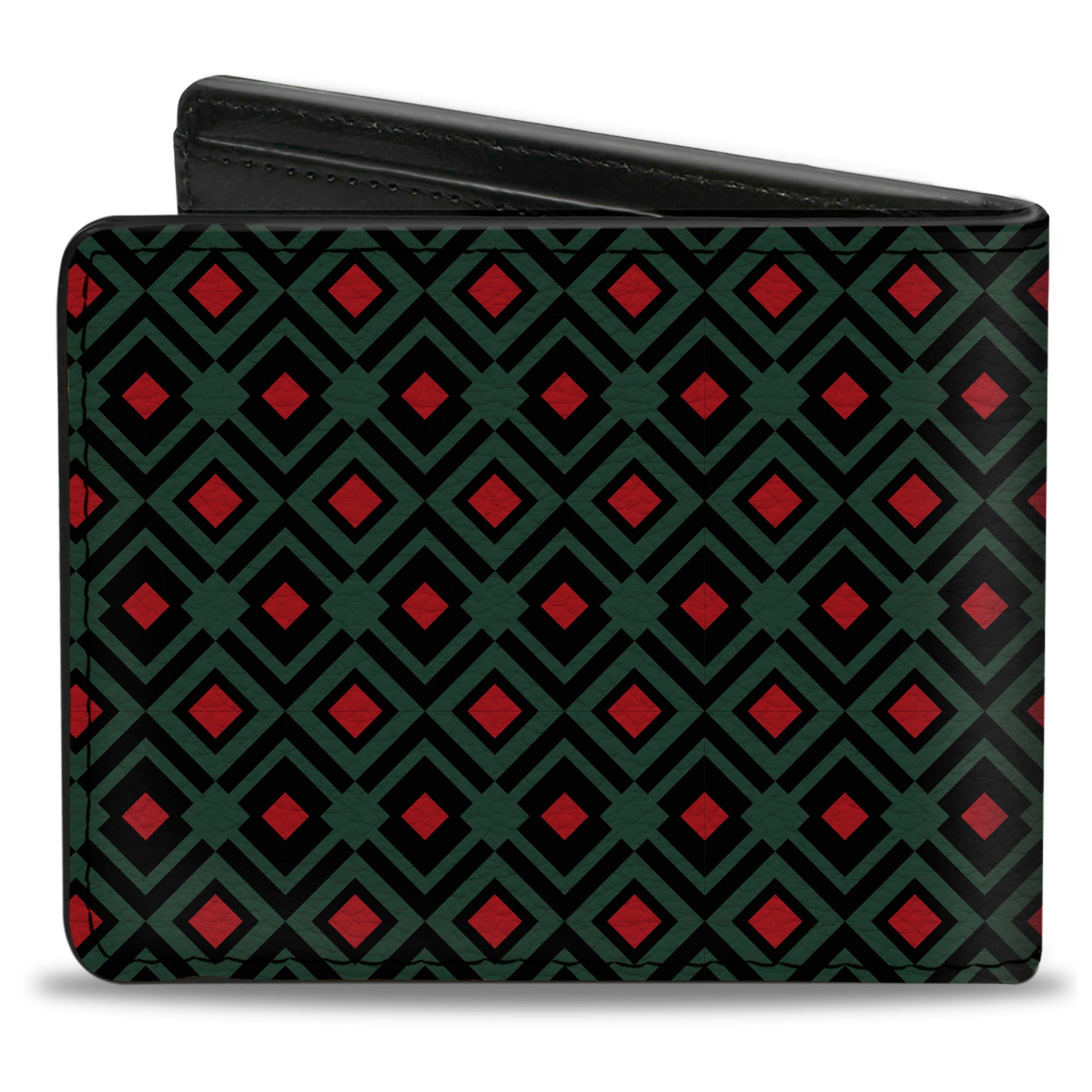 Bi-Fold Wallet - Geometric3 Black Forest Green Red Bi-Fold Wallets Buckle-Down