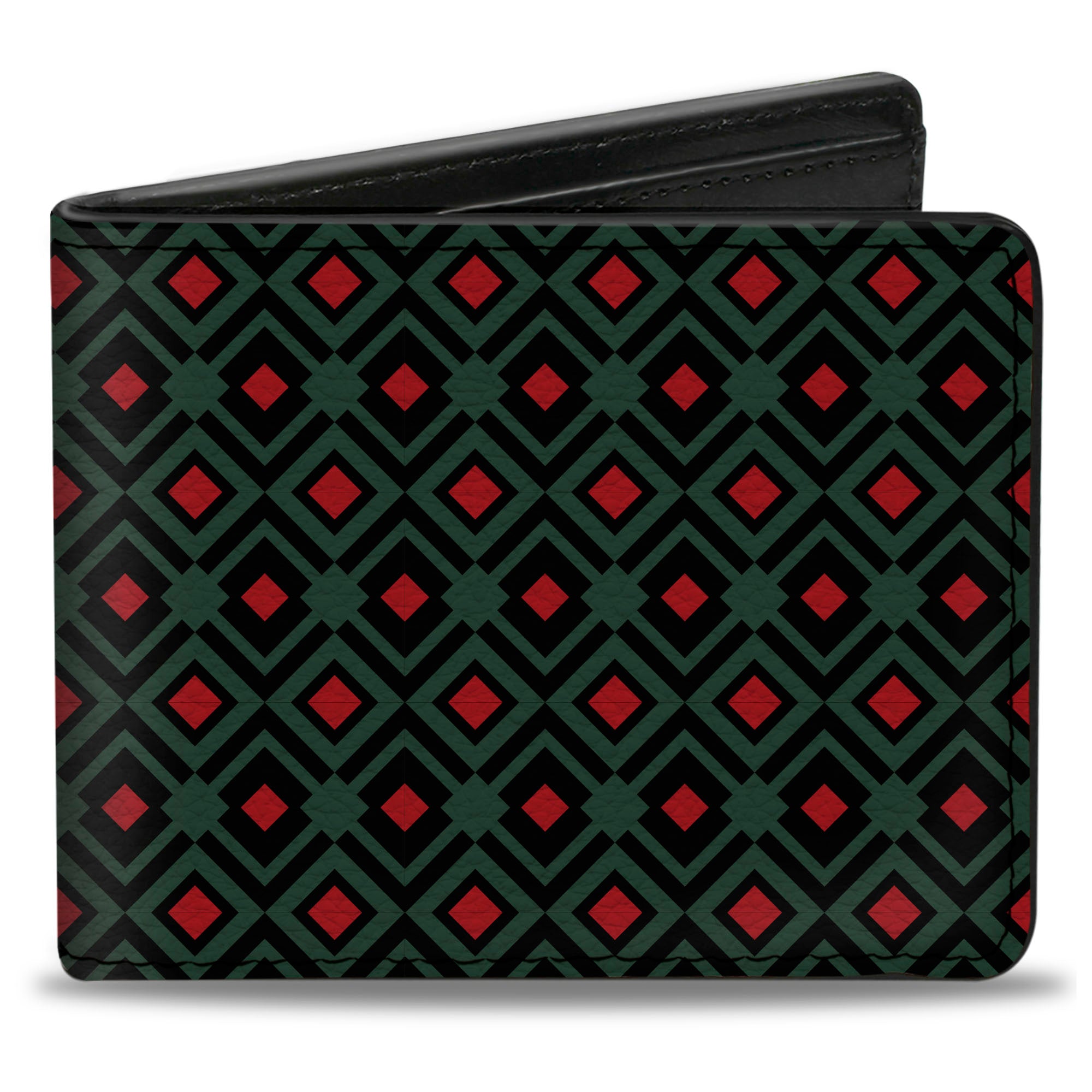 Bi-Fold Wallet - Geometric3 Black Forest Green Red Bi-Fold Wallets Buckle-Down