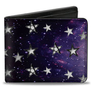 Bi-Fold Wallet - Glowing Stars in Space Black Purple White Bi-Fold Wallets Buckle-Down