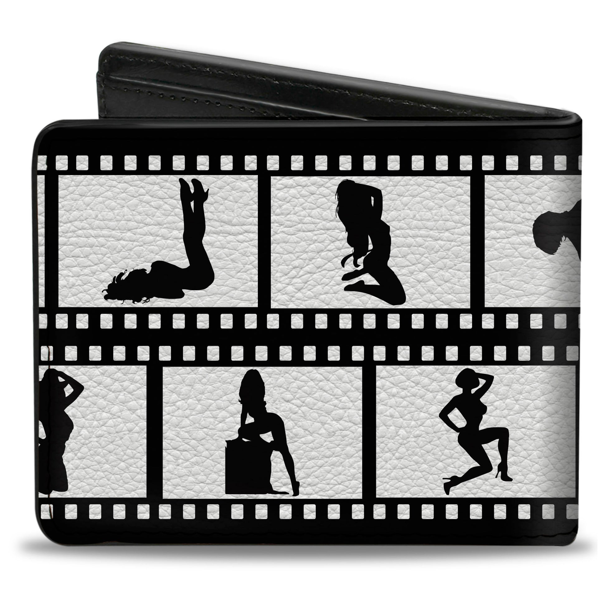 Bi-Fold Wallet - Girls Posing Film Strip White Black Bi-Fold Wallets Buckle-Down