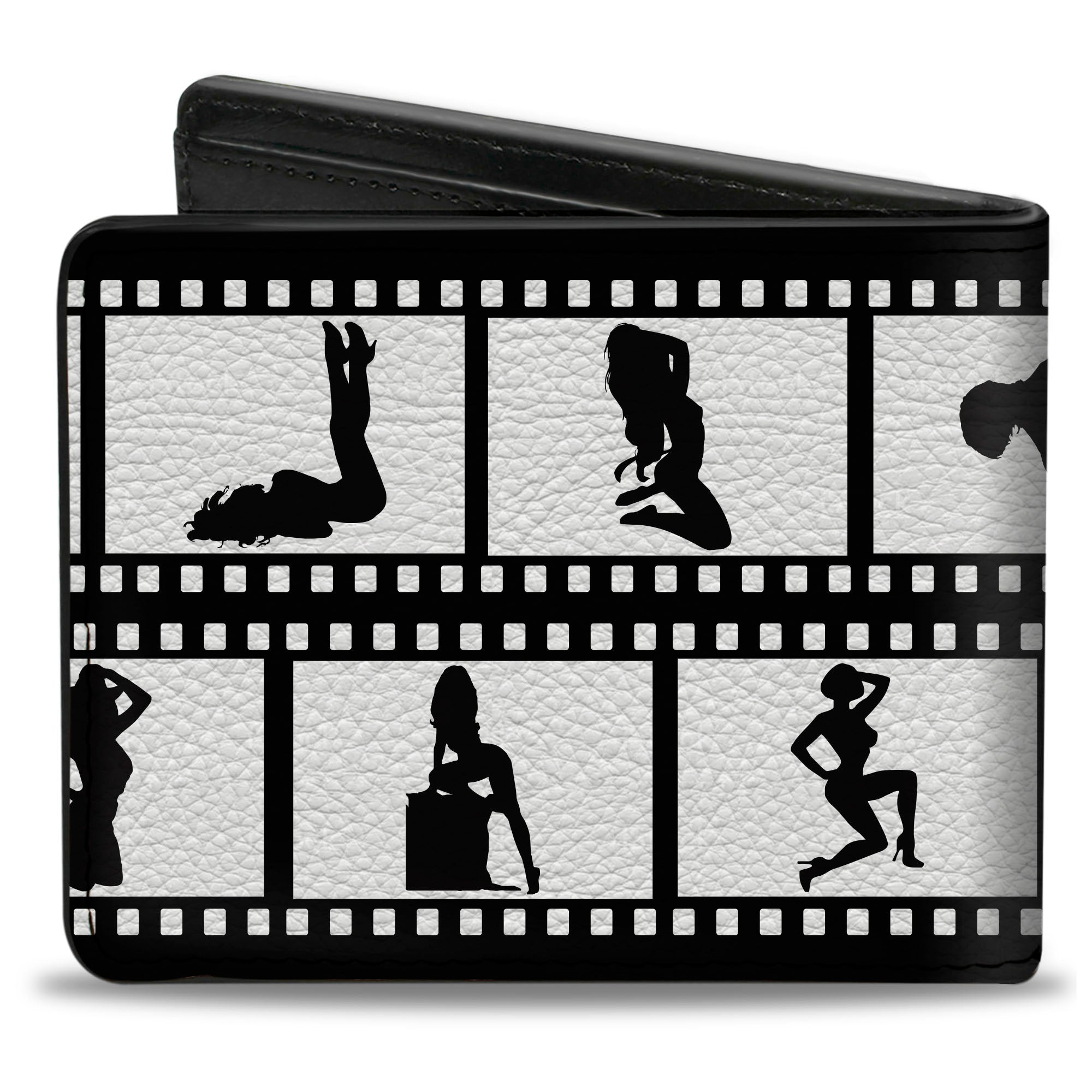 Bi-Fold Wallet - Girls Posing Film Strip White Black Bi-Fold Wallets Buckle-Down