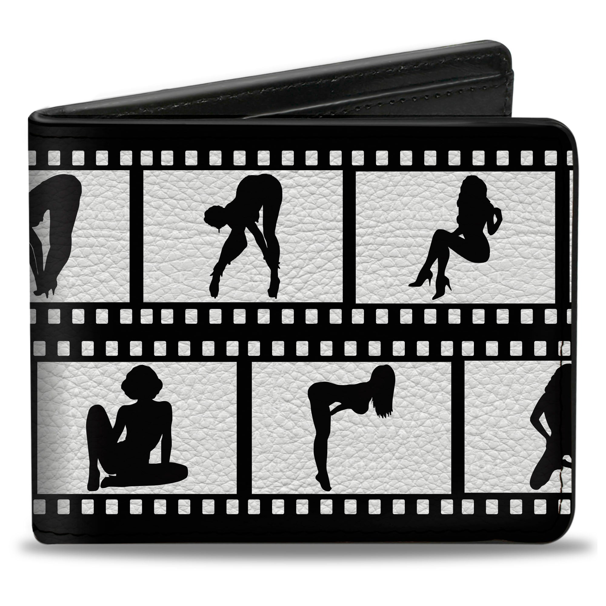 Bi-Fold Wallet - Girls Posing Film Strip White Black Bi-Fold Wallets Buckle-Down