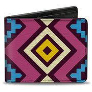 Bi-Fold Wallet - Geometric1 Burgundy Pink Tan Yellow Baby Blue Bi-Fold Wallets Buckle-Down