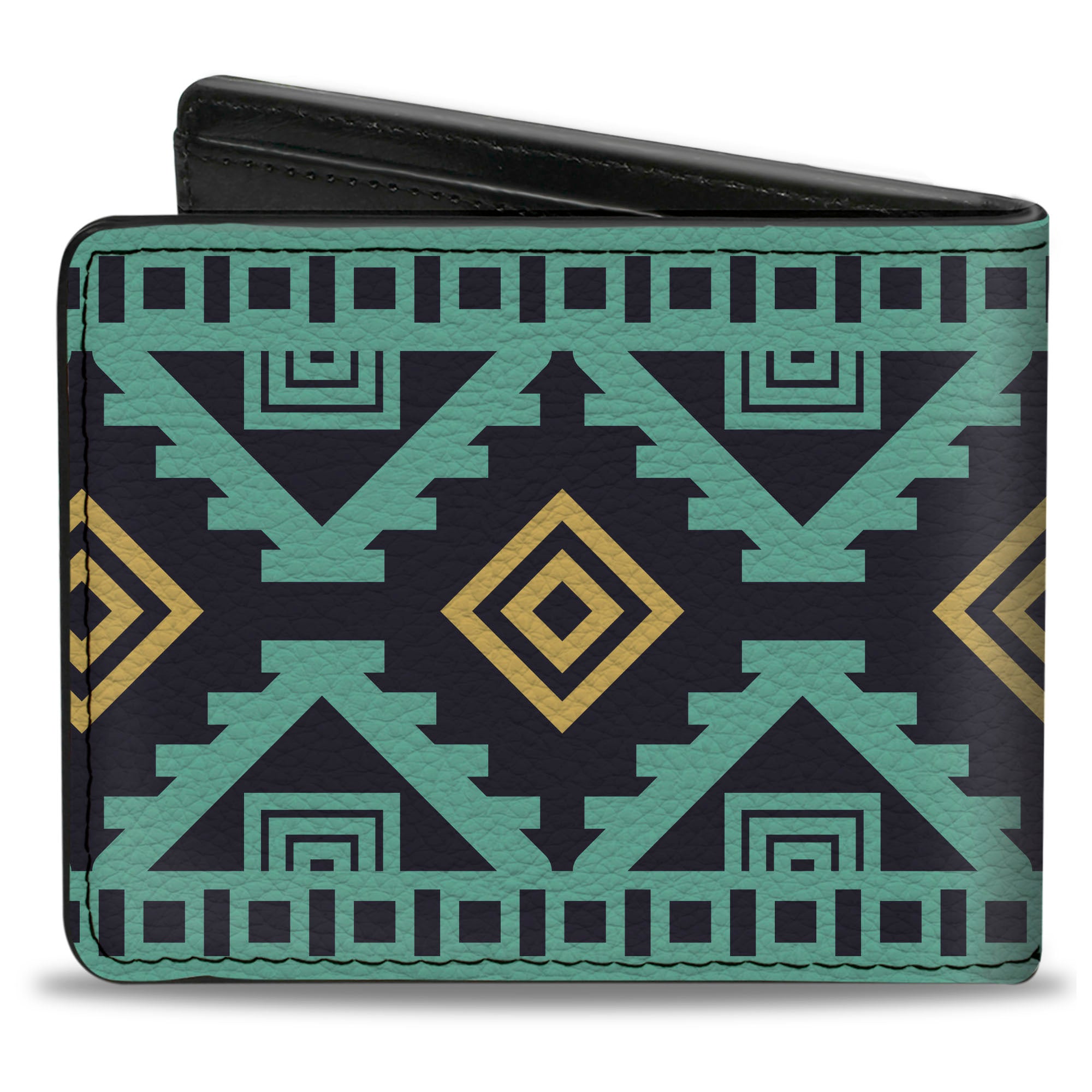 Bi-Fold Wallet - Geometric6 Navy Turquoise Gold Bi-Fold Wallets Buckle-Down