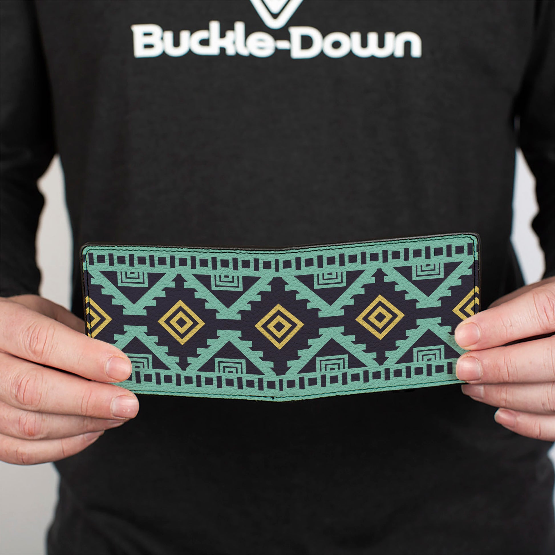 Bi-Fold Wallet - Geometric6 Navy Turquoise Gold Bi-Fold Wallets Buckle-Down