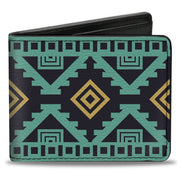 Bi-Fold Wallet - Geometric6 Navy Turquoise Gold Bi-Fold Wallets Buckle-Down