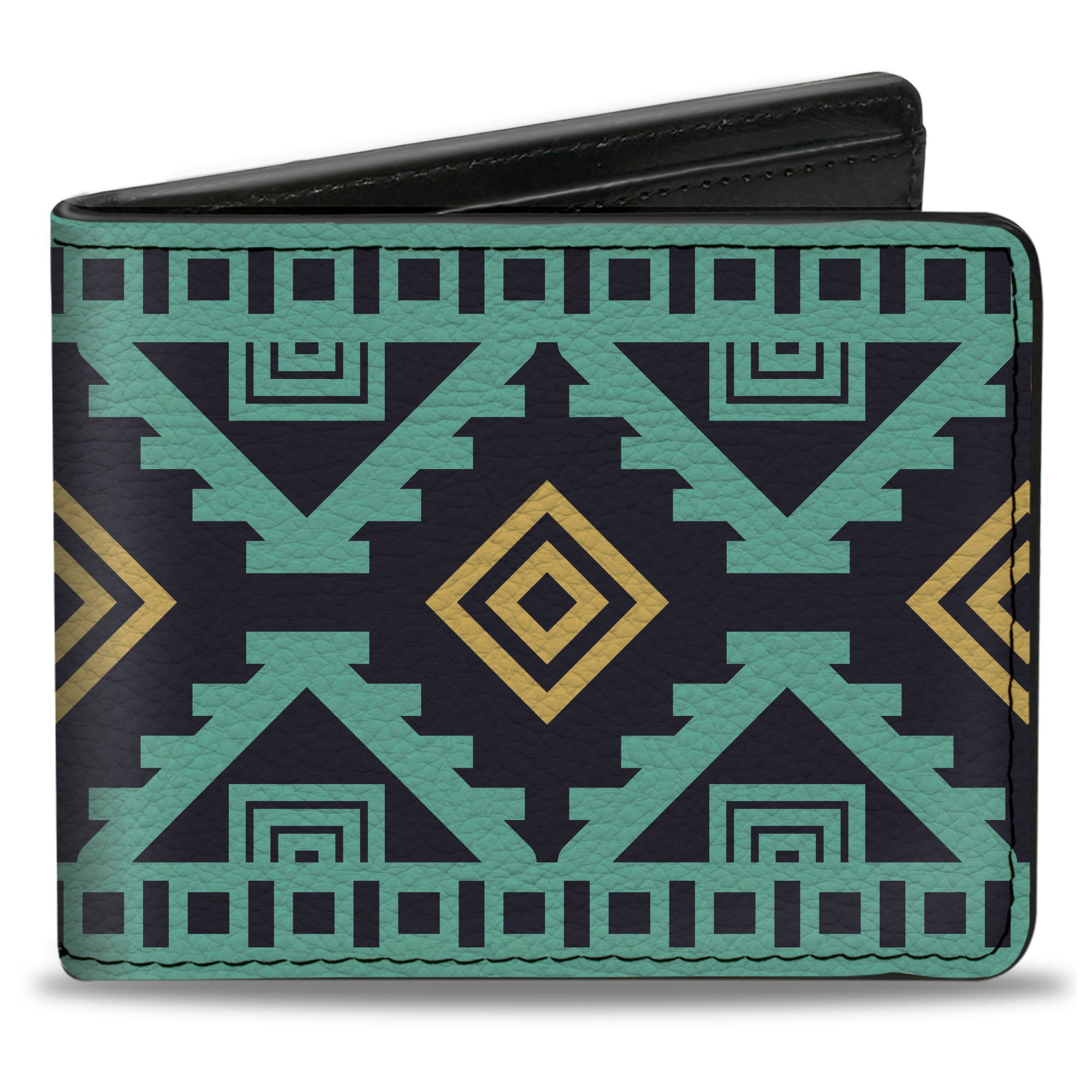 Bi-Fold Wallet - Geometric6 Navy Turquoise Gold Bi-Fold Wallets Buckle-Down