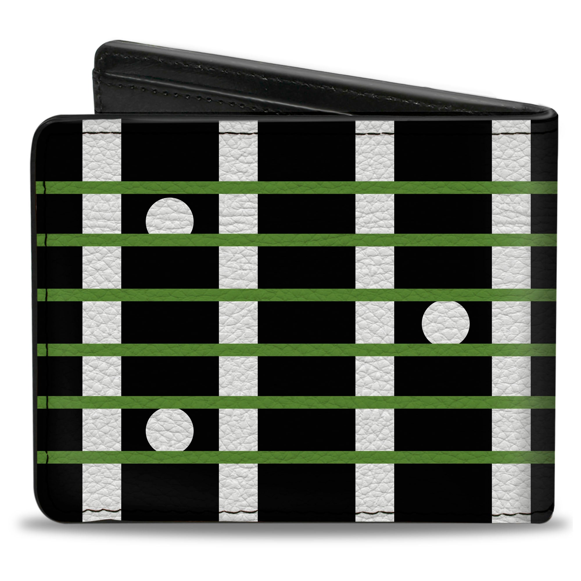 Bi-Fold Wallet - Guitar Neck Black White Lime Green Bi-Fold Wallets Buckle-Down