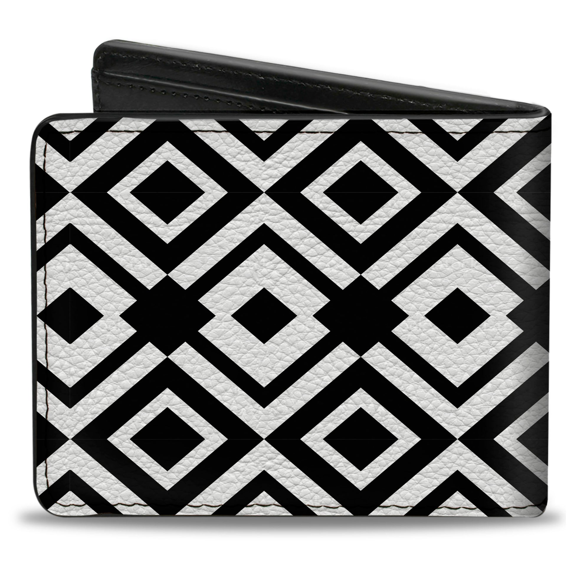 Bi-Fold Wallet - Geometric Diamond2 Black White Black Bi-Fold Wallets Buckle-Down