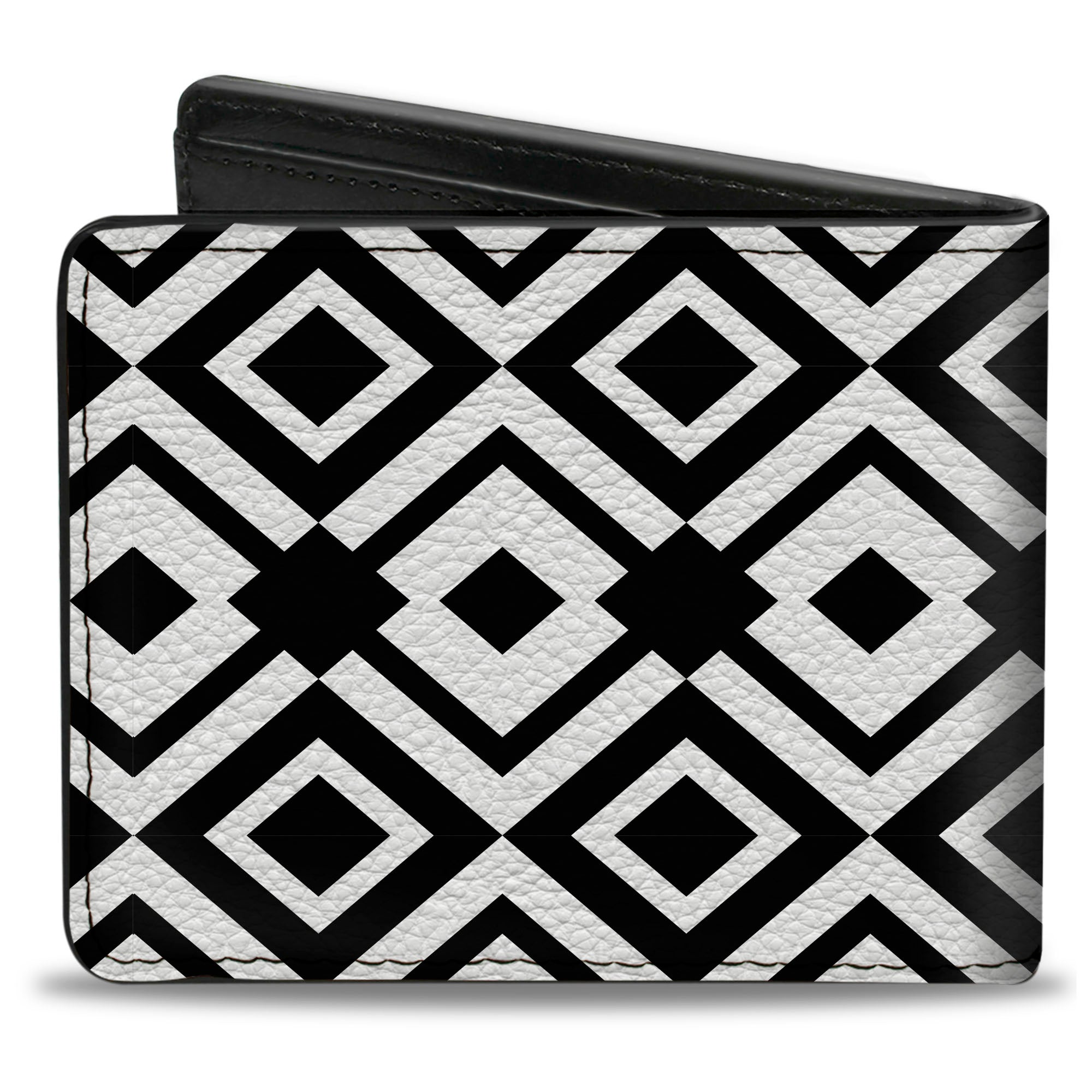 Bi-Fold Wallet - Geometric Diamond2 Black White Black Bi-Fold Wallets Buckle-Down