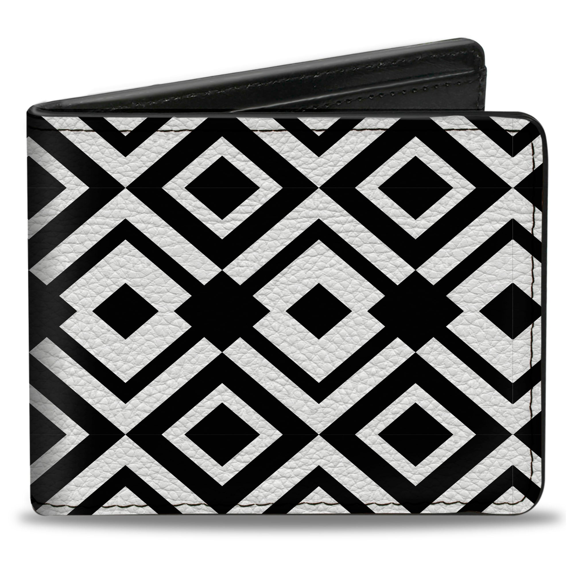 Bi-Fold Wallet - Geometric Diamond2 Black White Black Bi-Fold Wallets Buckle-Down