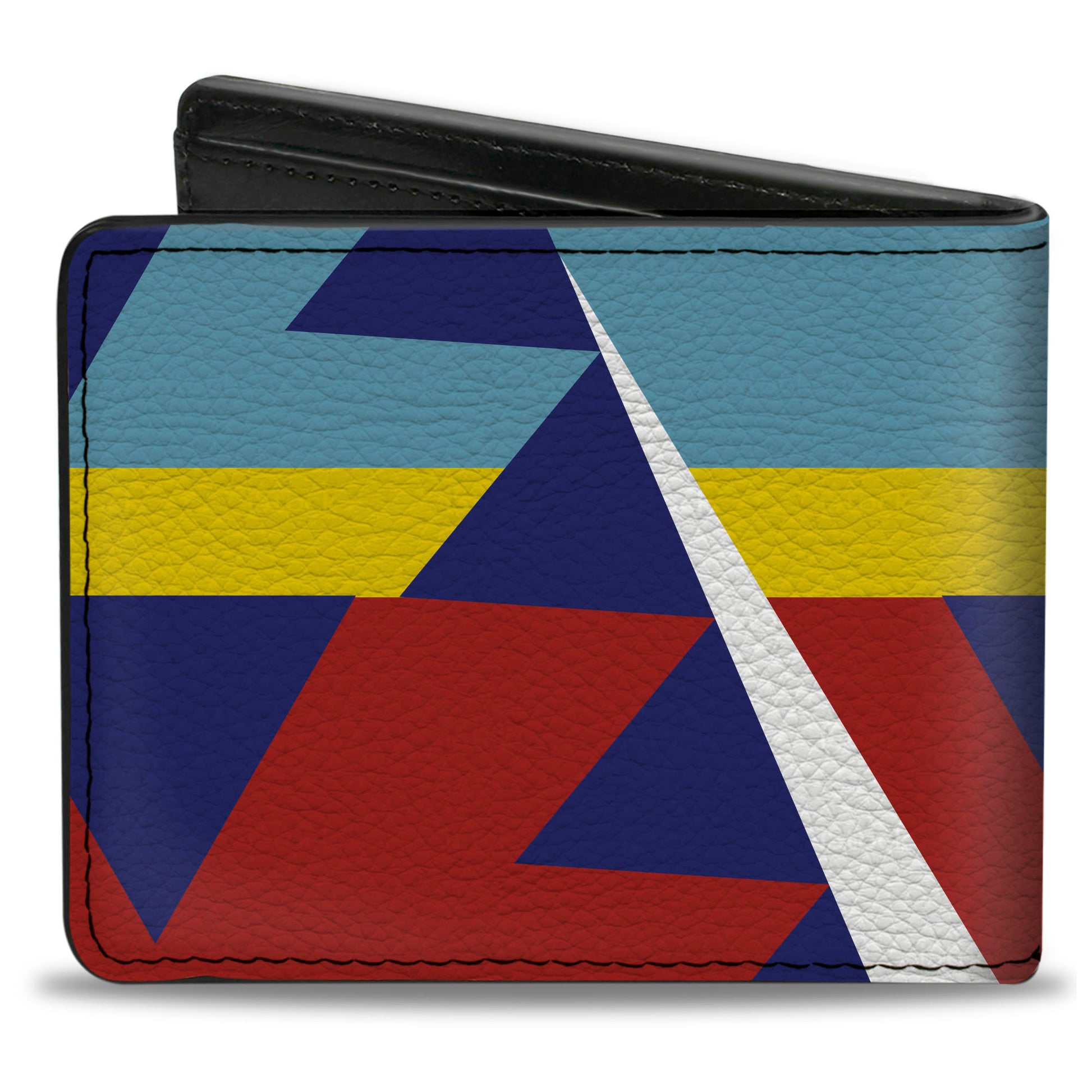 Bi-Fold Wallet - Geometric Triangles Stripe Red White Blues Yellow Bi-Fold Wallets Buckle-Down