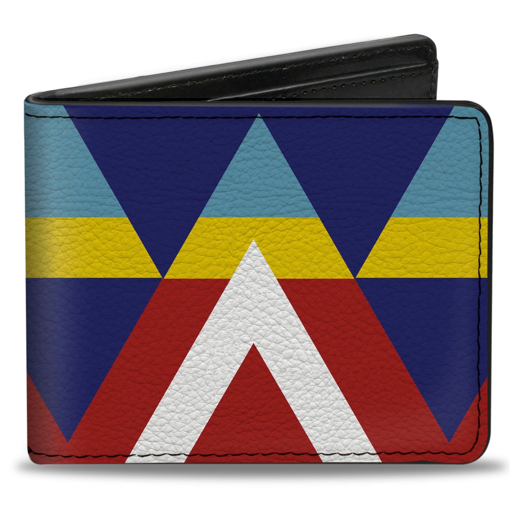 Bi-Fold Wallet - Geometric Triangles Stripe Red White Blues Yellow ...