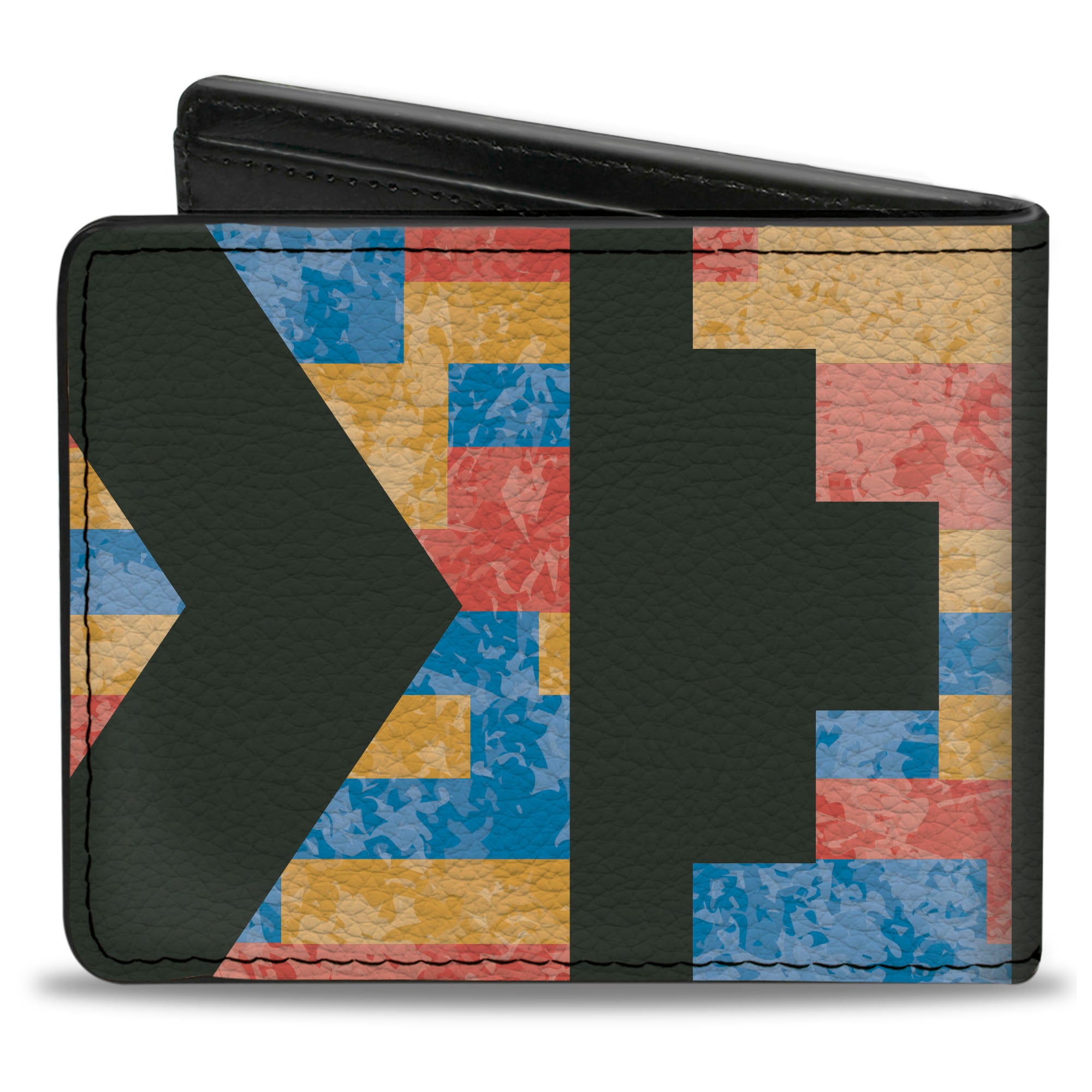 Bi-Fold Wallet - Geometric8 Charcoal Orange Gold Blue Bi-Fold Wallets Buckle-Down