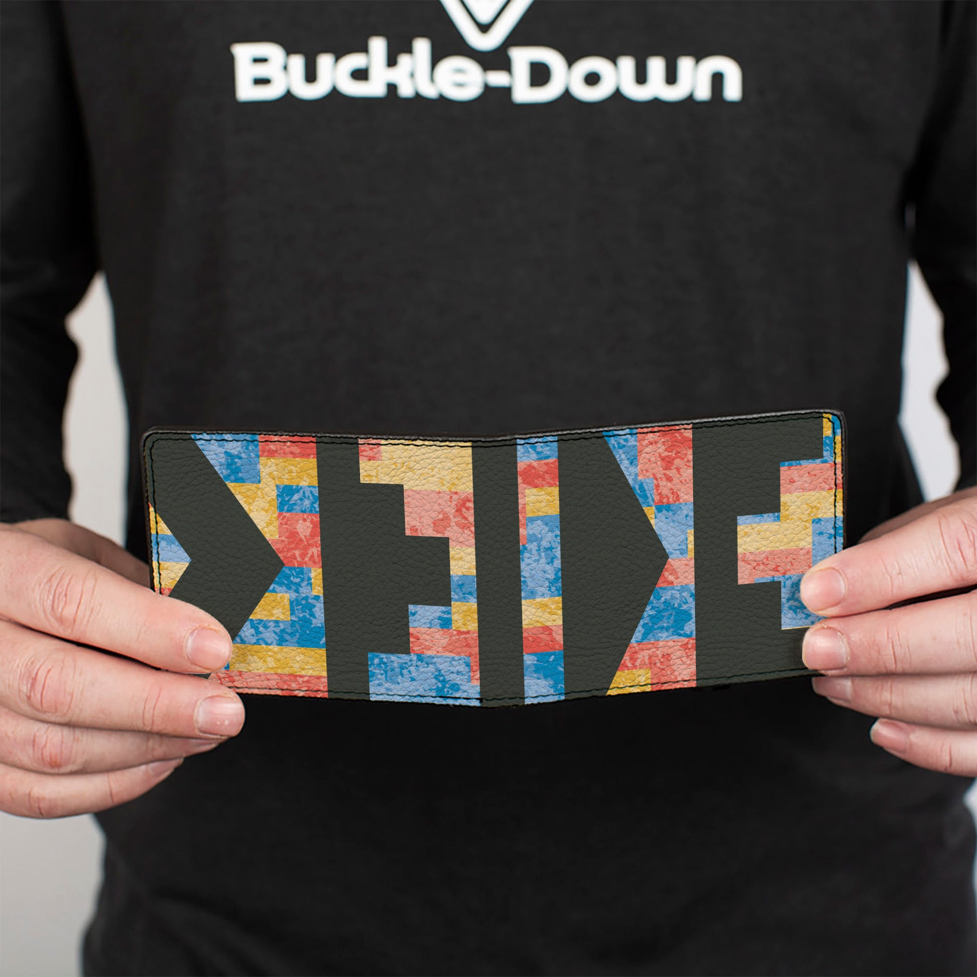 Bi-Fold Wallet - Geometric8 Charcoal Orange Gold Blue Bi-Fold Wallets Buckle-Down