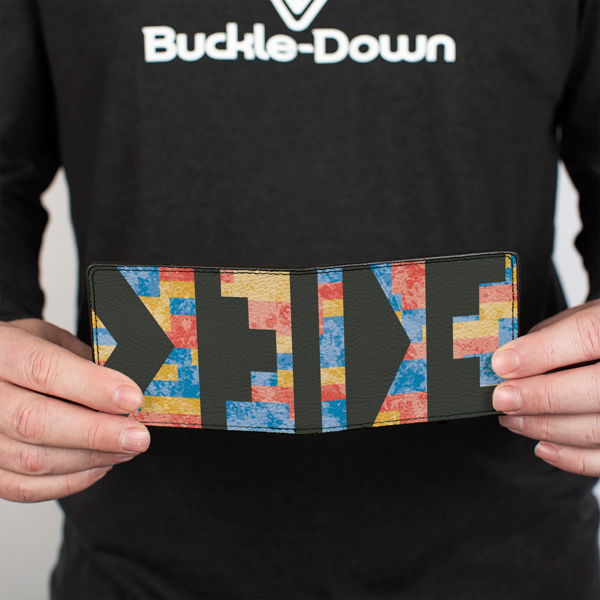Bi-Fold Wallet - Geometric8 Charcoal Orange Gold Blue Bi-Fold Wallets Buckle-Down