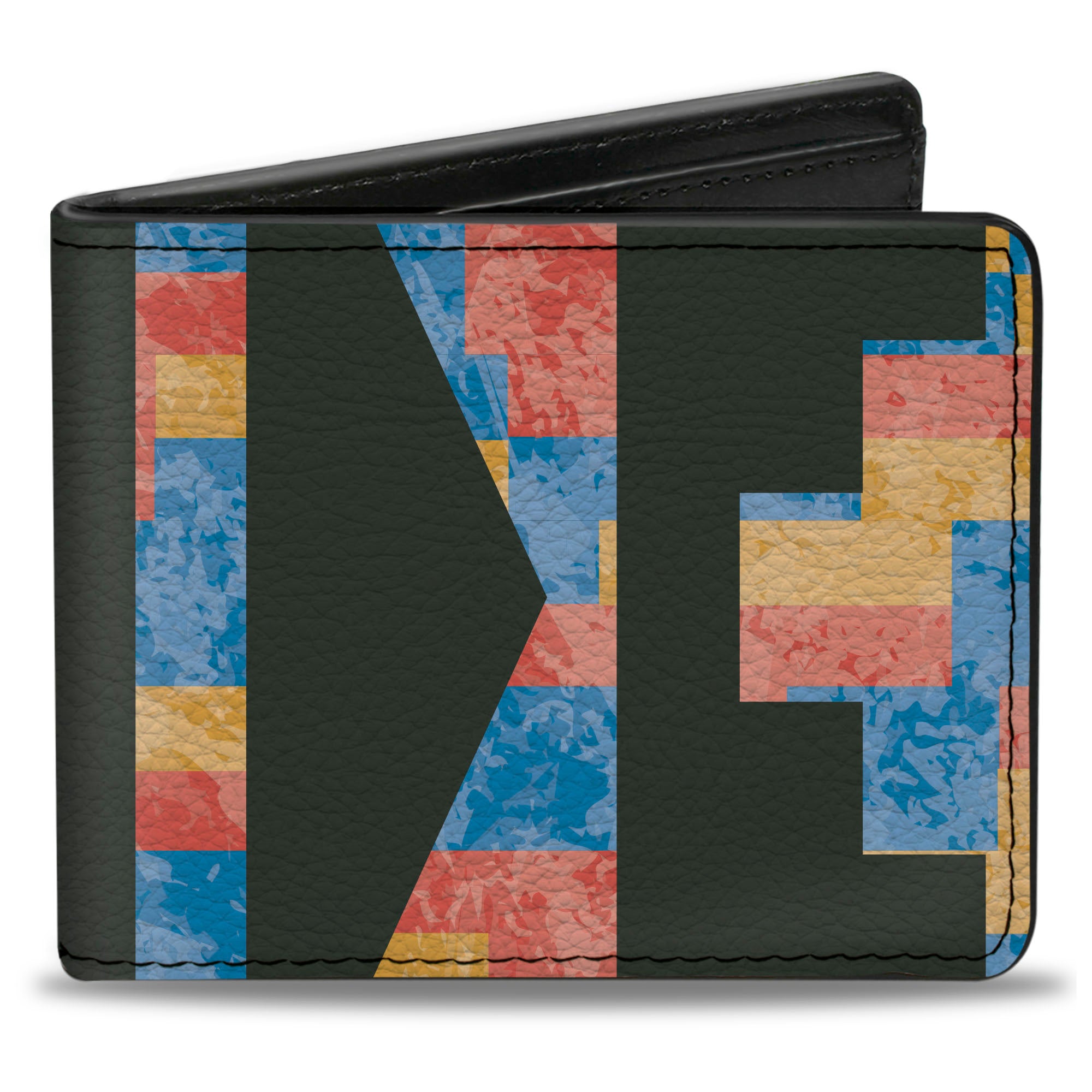 Bi-Fold Wallet - Geometric8 Charcoal Orange Gold Blue Bi-Fold Wallets Buckle-Down