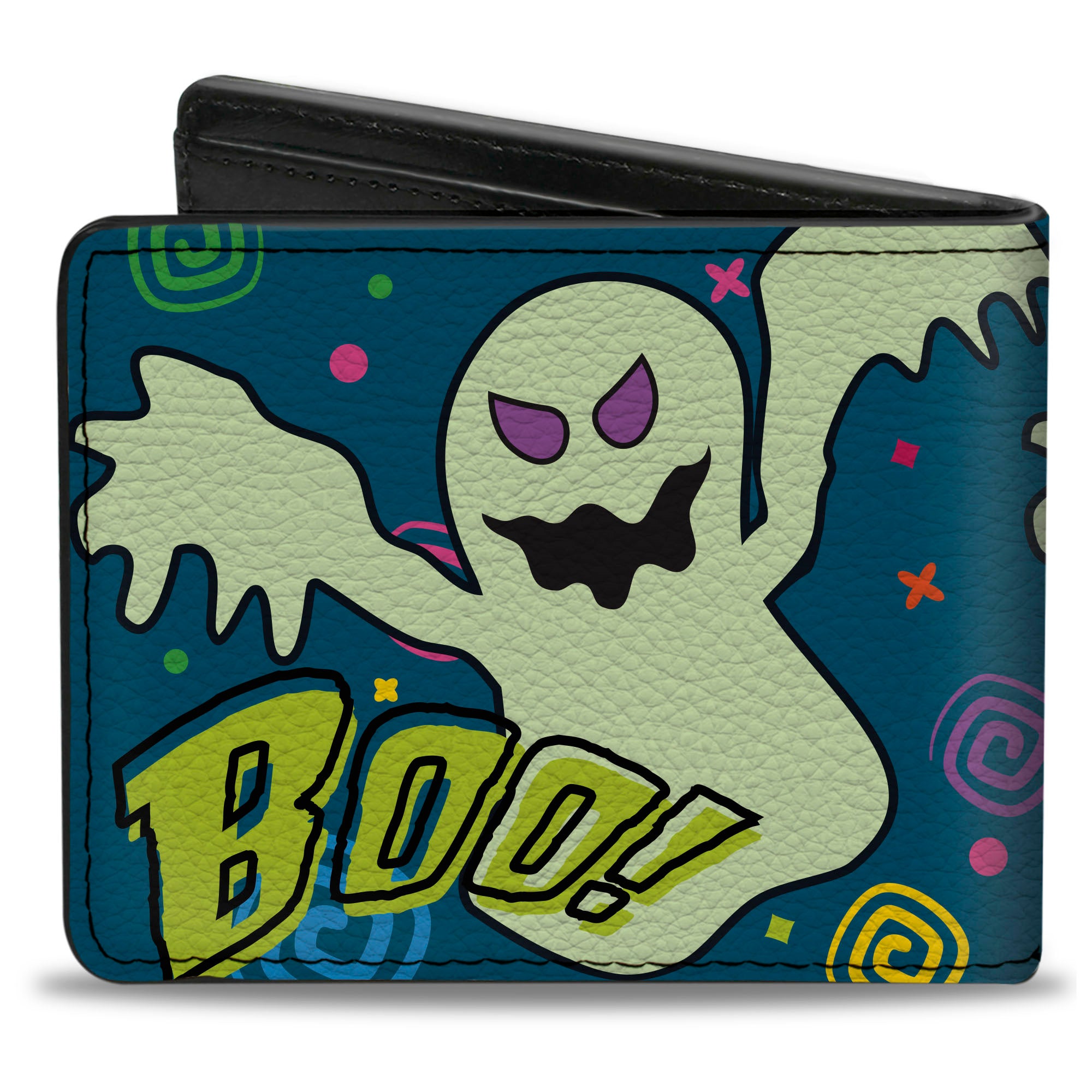 Bi-Fold Wallet - Ghost BOO! Blue Multi Color Bi-Fold Wallets Buckle-Down