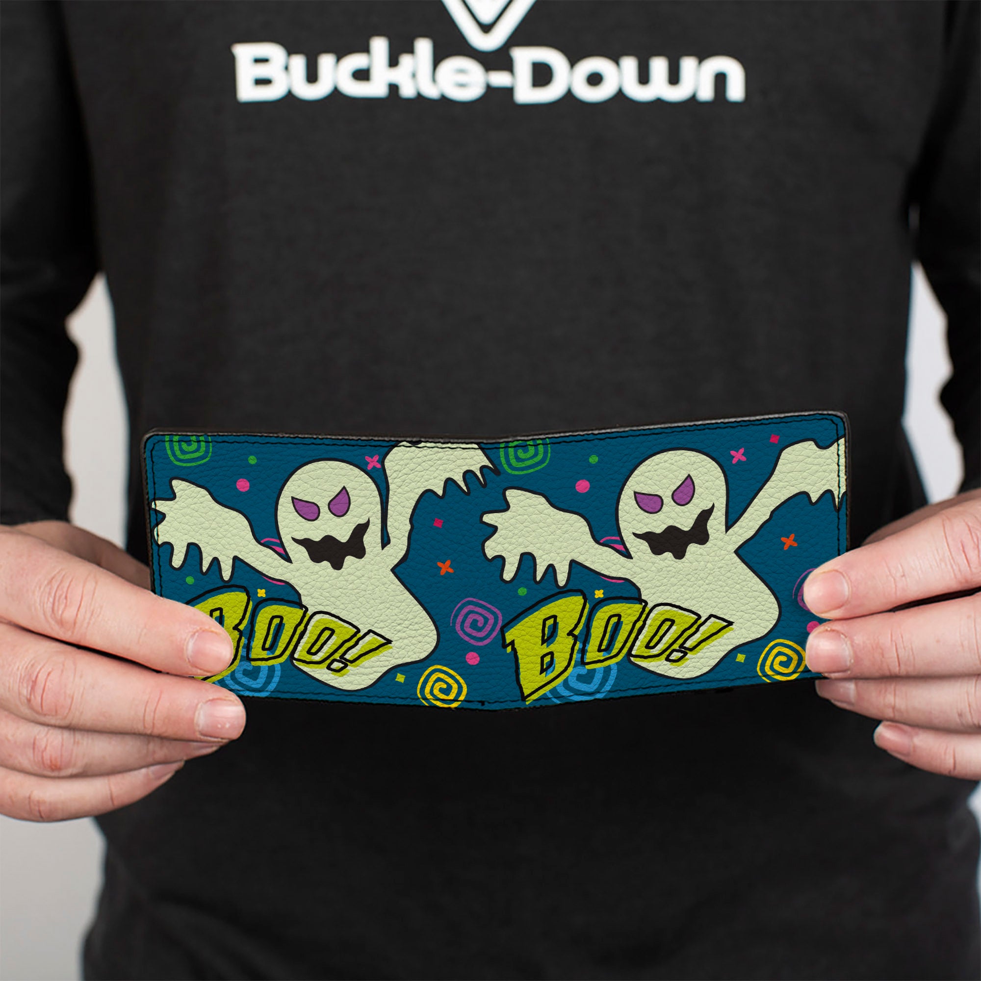 Bi-Fold Wallet - Ghost BOO! Blue Multi Color Bi-Fold Wallets Buckle-Down