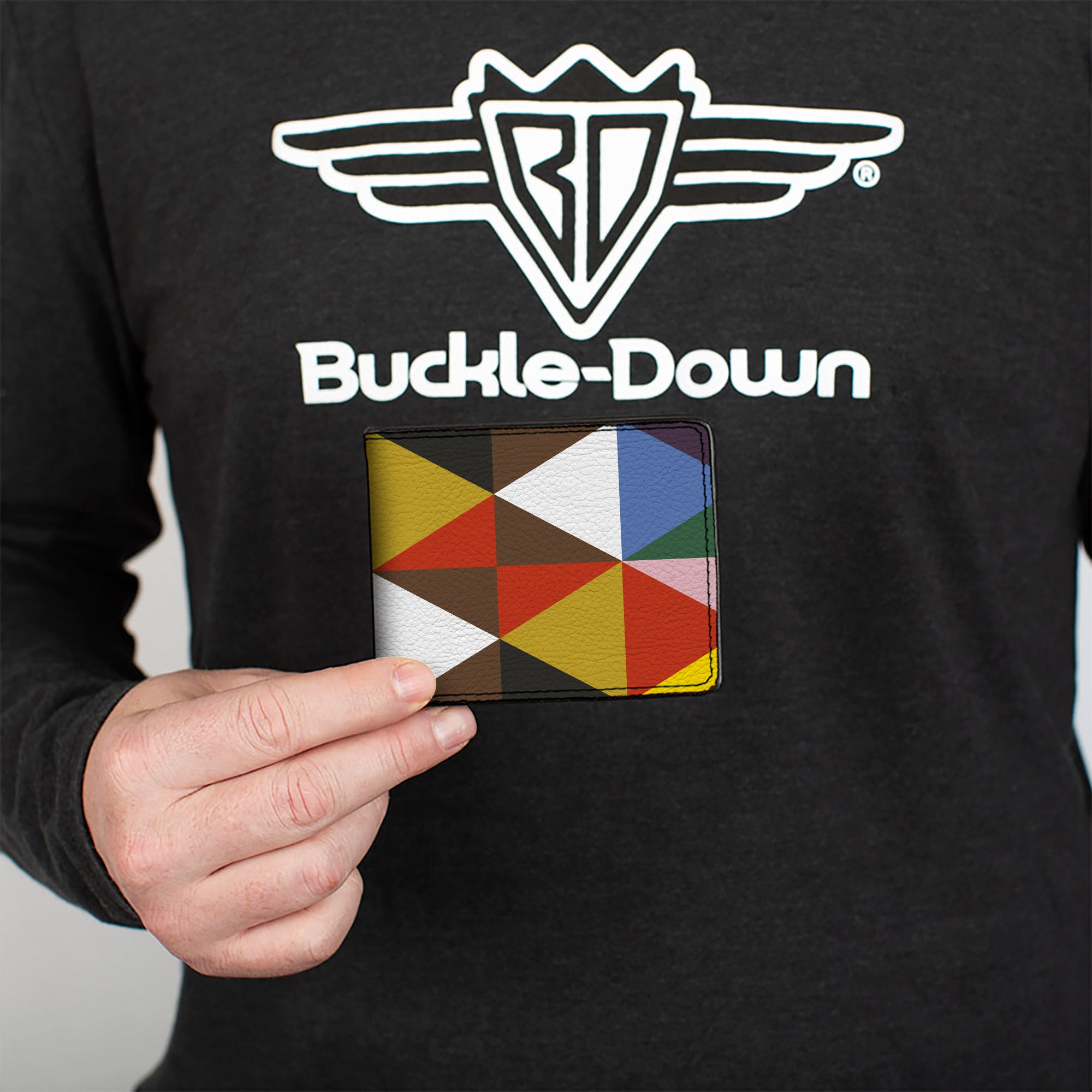 Bi-Fold Wallet - Geometric Triangle Blocks Multi Color Bi-Fold Wallets Buckle-Down