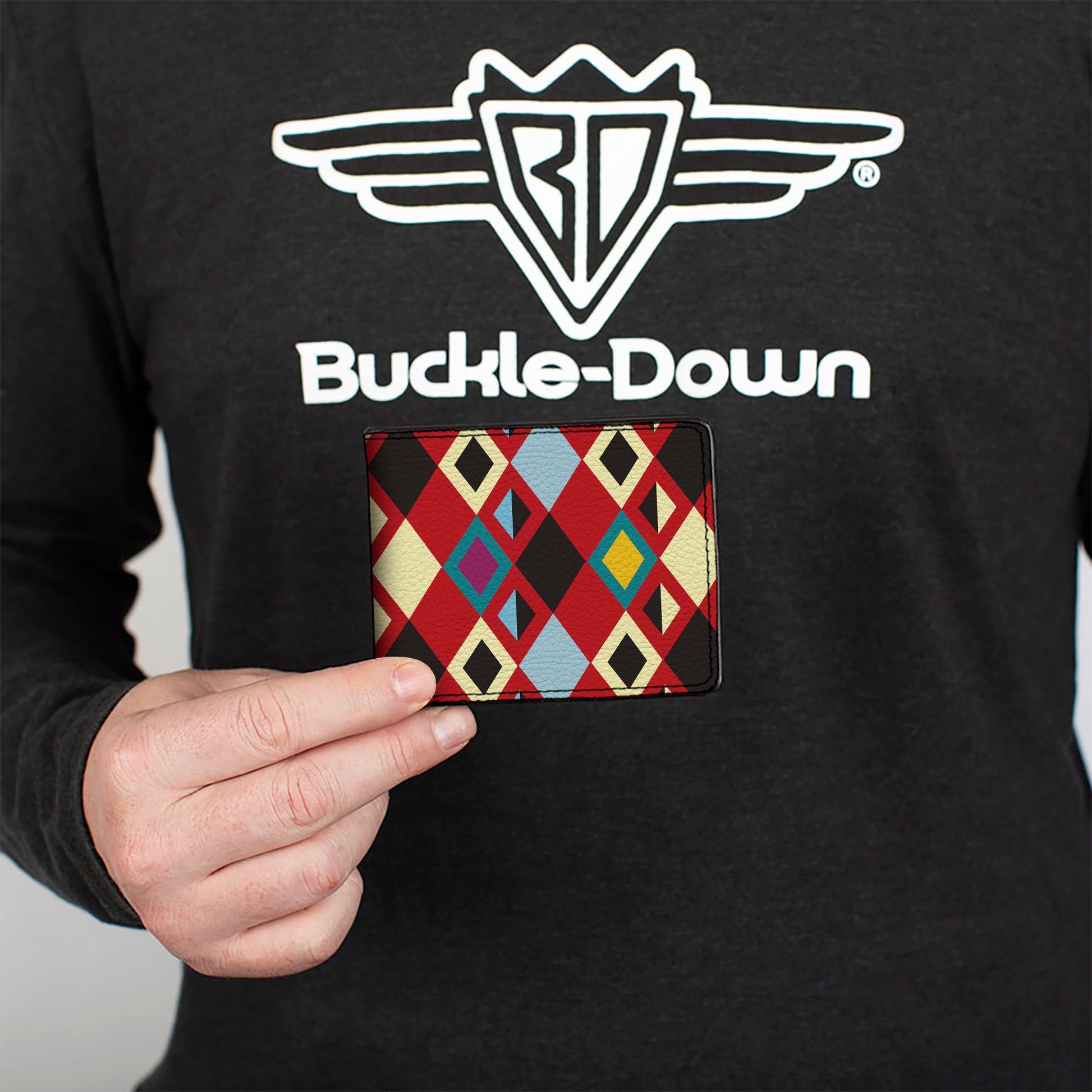 Bi-Fold Wallet - Geometric9 Black Red Turquoise Ivory Bi-Fold Wallets Buckle-Down