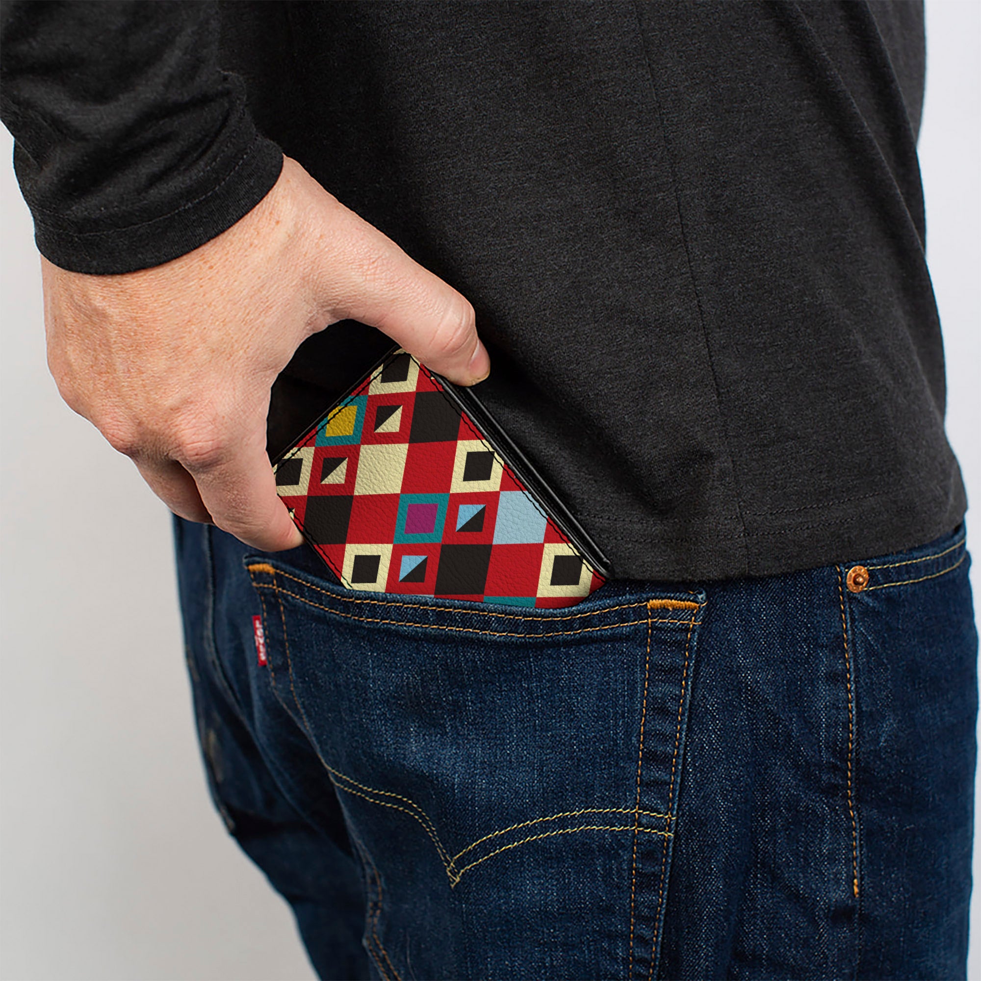 Bi-Fold Wallet - Geometric9 Black Red Turquoise Ivory Bi-Fold Wallets Buckle-Down