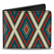 Bi-Fold Wallet - Geometric Diamonds Grays Red Turquoise Bi-Fold Wallets Buckle-Down