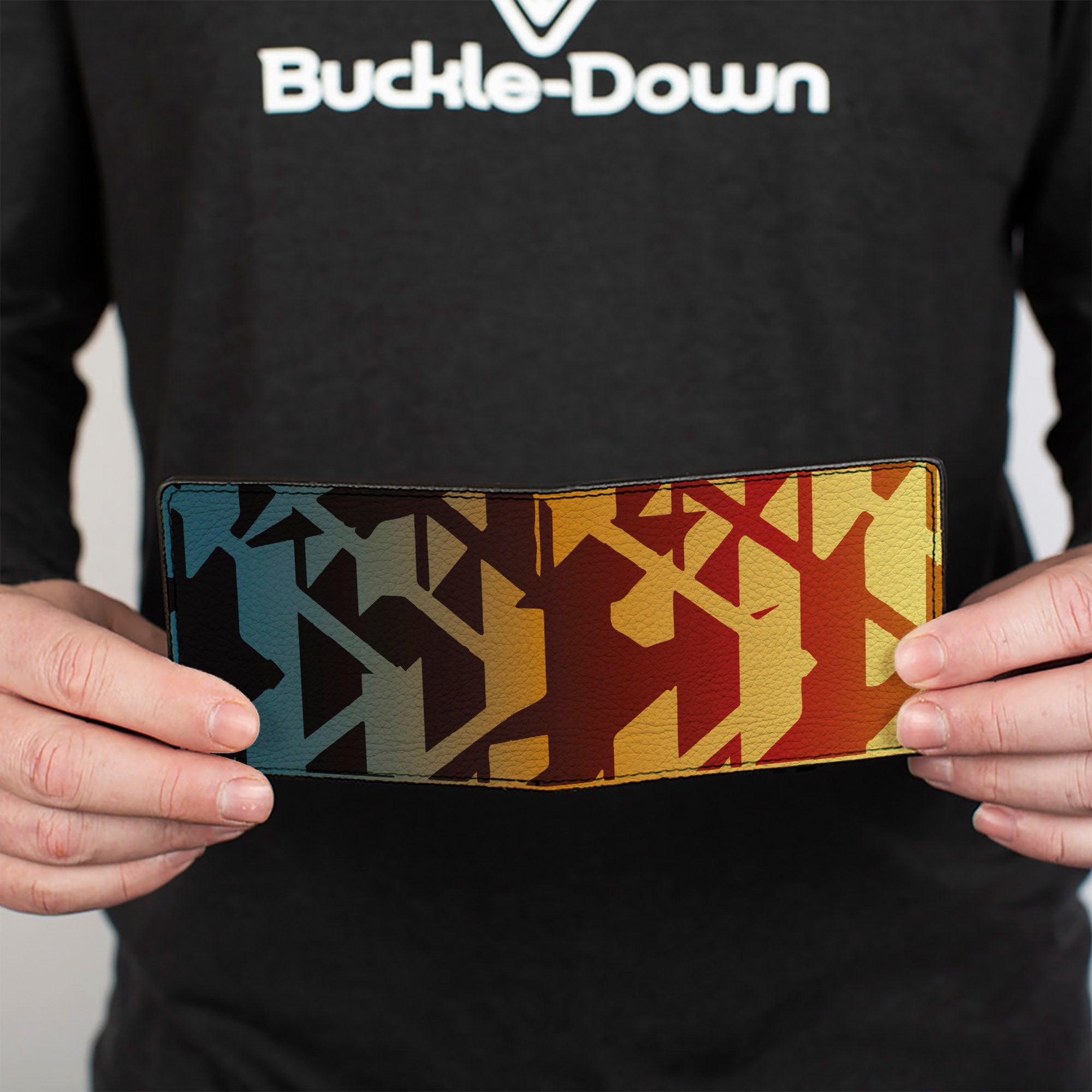 Bi-Fold Wallet - Geometric Transition Blues Reds Orange Yellows Bi-Fold Wallets Buckle-Down