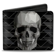 Bi-Fold Wallet - Geometric 3-D Skull Face Chevron Black Grays White Bi-Fold Wallets Buckle-Down