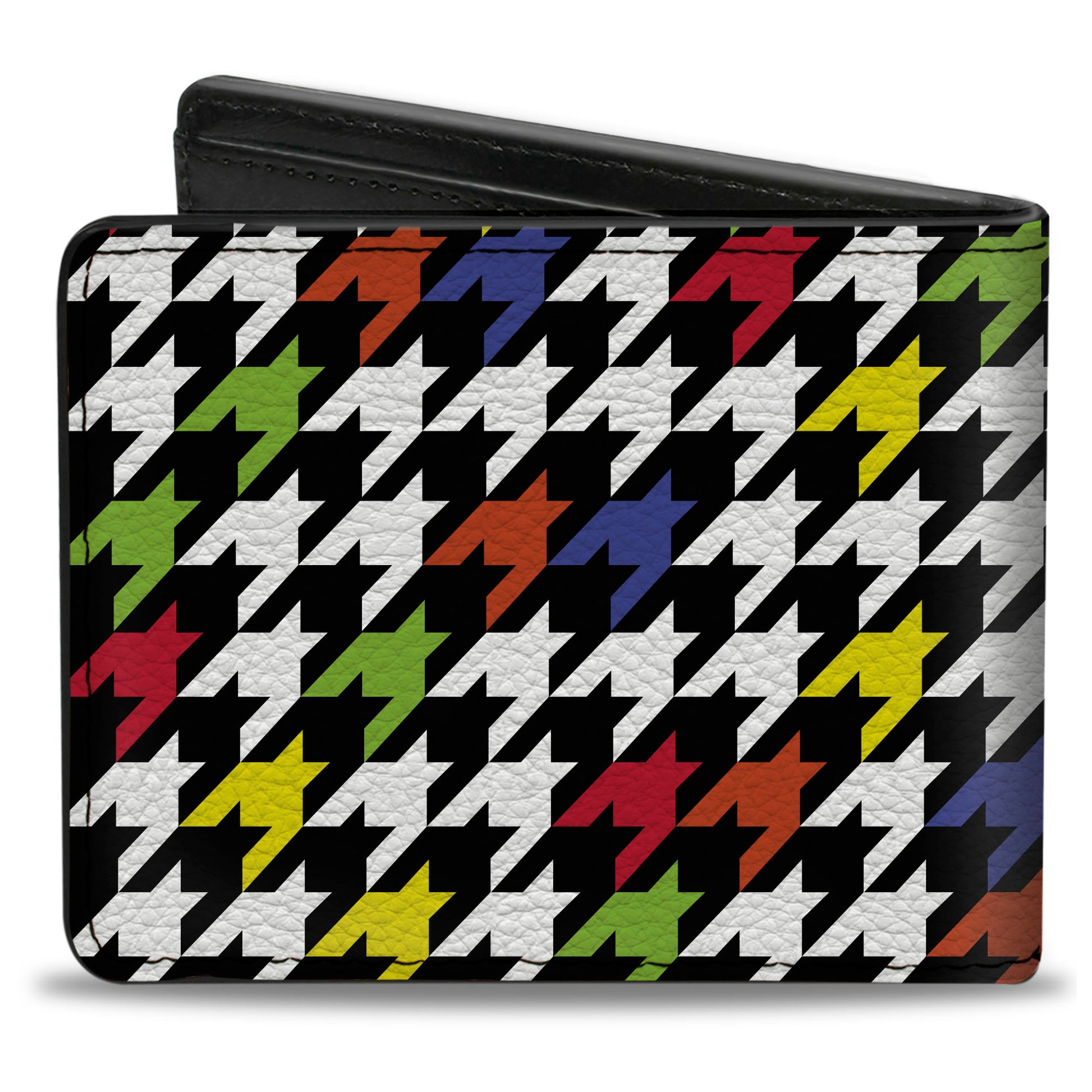 Bi-Fold Wallet - Houndstooth Black White Multi Neon Bi-Fold Wallets Buckle-Down