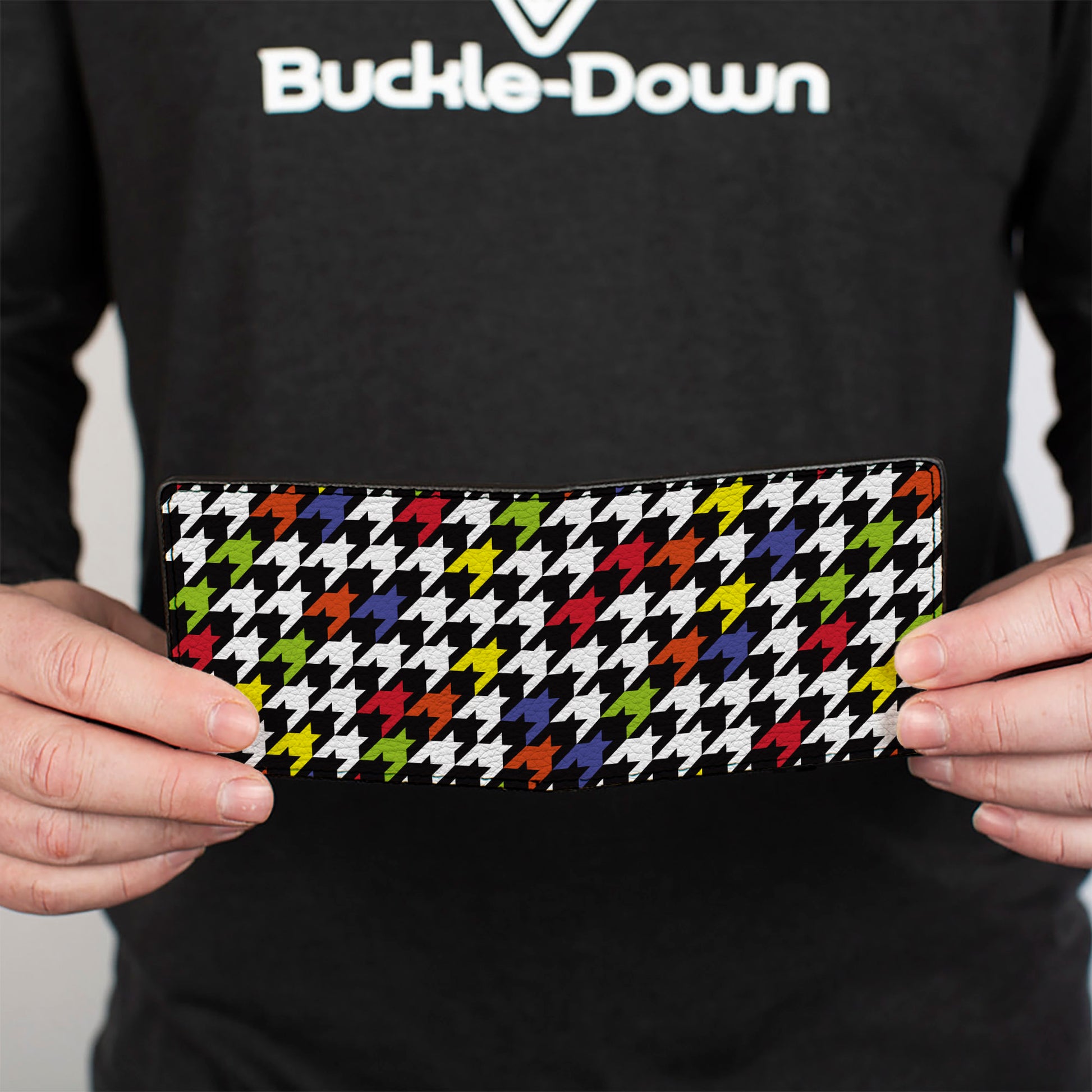 Bi-Fold Wallet - Houndstooth Black White Multi Neon Bi-Fold Wallets Buckle-Down