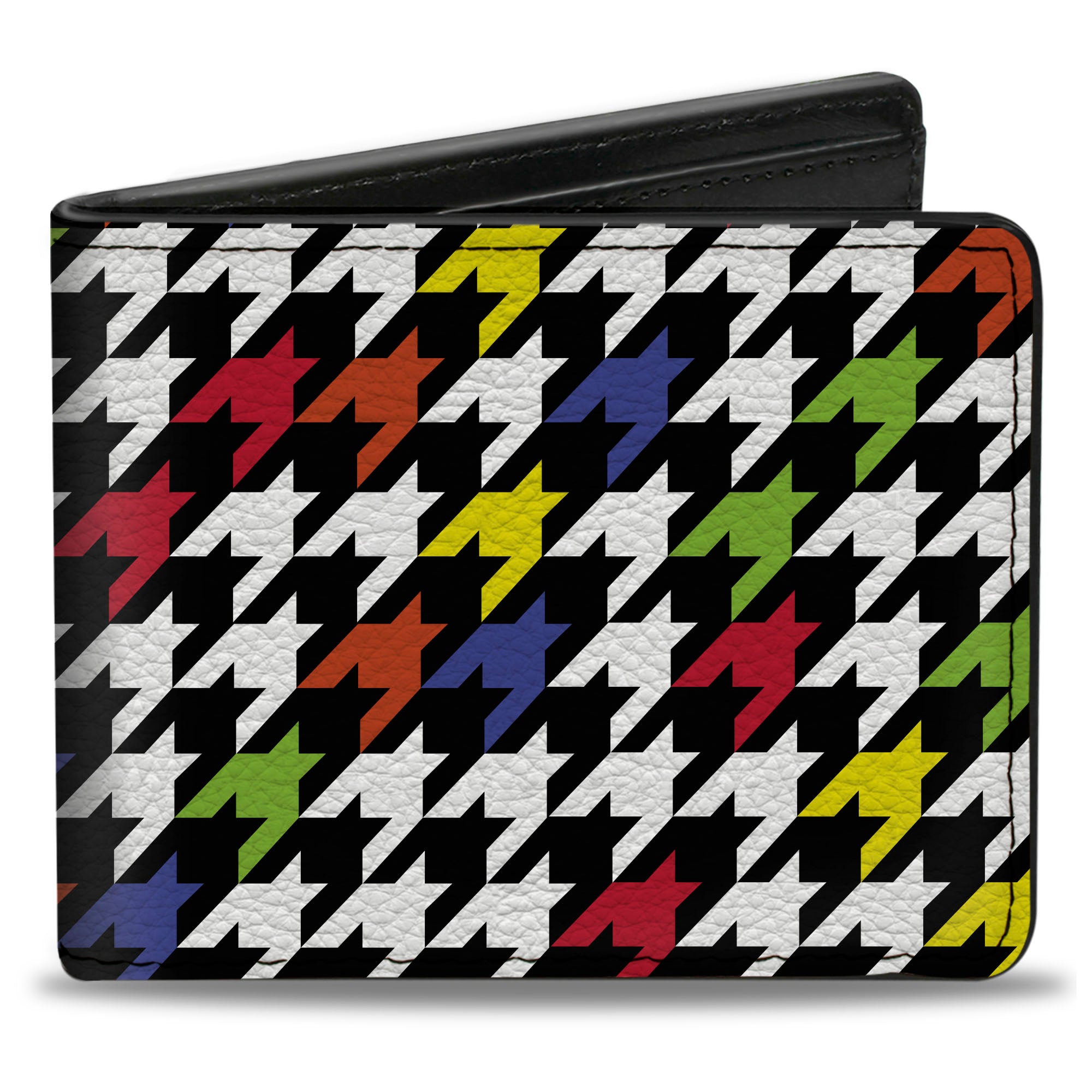 Bi-Fold Wallet - Houndstooth Black White Multi Neon Bi-Fold Wallets Buckle-Down